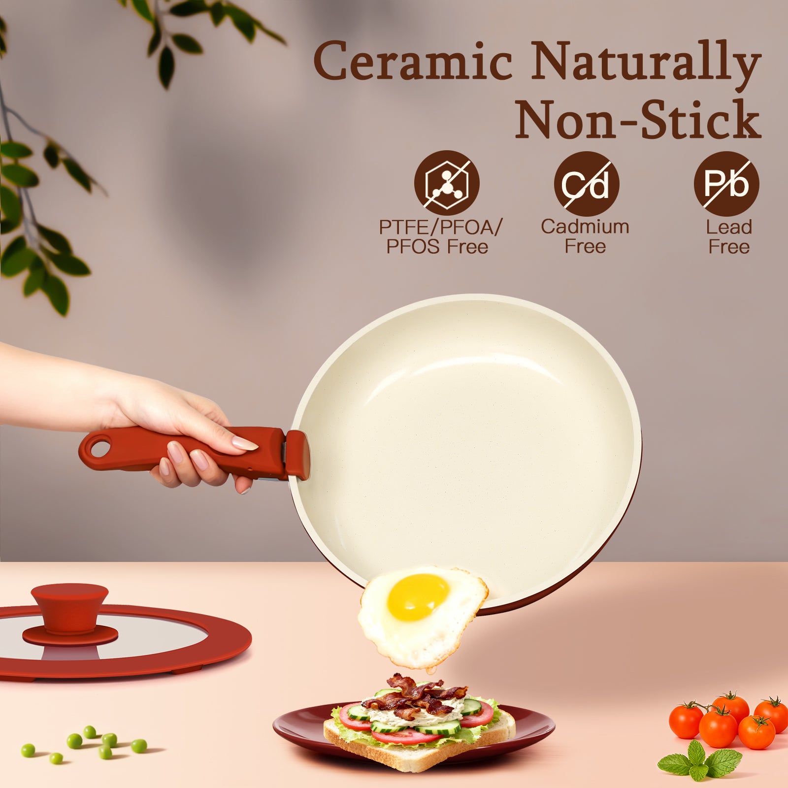 GIPP 11pcs Ceramic Cookware Sets, Pots and Pans Set Non Stick with Removable Handle, Oven & Dishwasher Safe,Induction Cookware, Kitchen Cooking Set for RV Trips and Camping