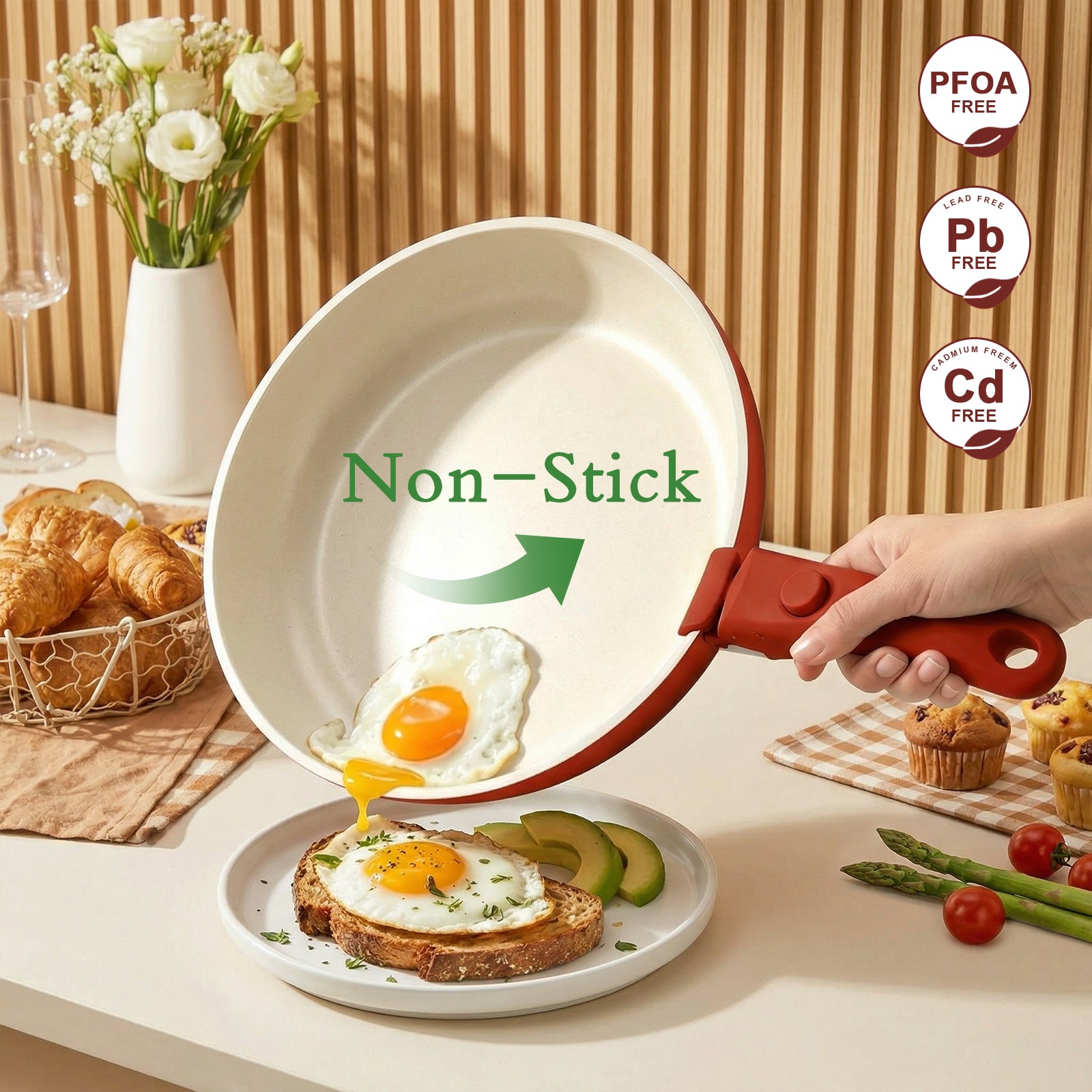 GIPP Large Size 21 Piece Pots and Pans Set Non Stick,with 12 inch Frying Pan,Cookware Set with Detachable Handles, Safe for Ovens and Dishwashers,Induction Cookware