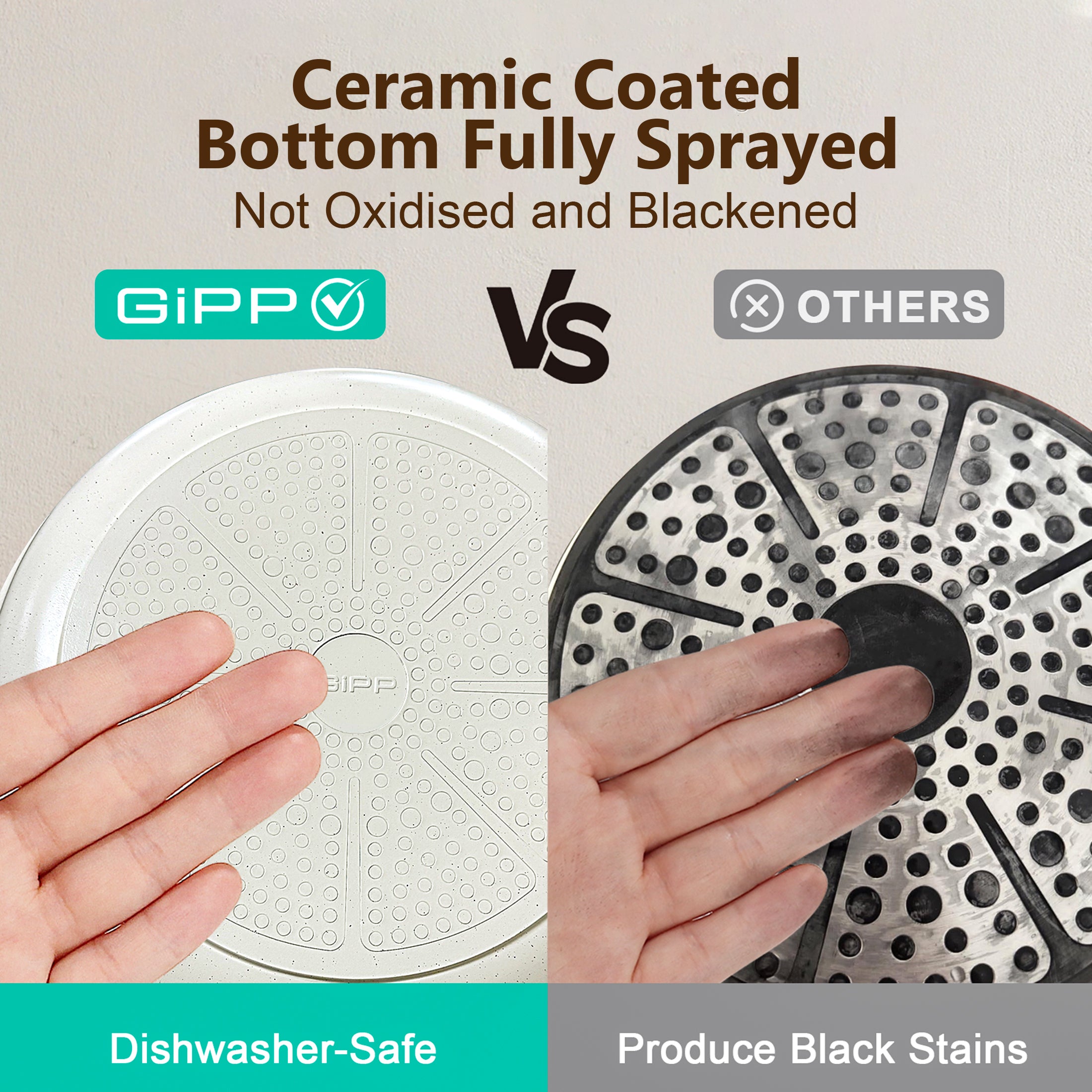 GIPP 17 Piece Kitchen Ceramic Cookware Sets,Pots and Pans Set Non stick ,Dishwasher Safe Induction Cookware, Kitchen Cooking Set for RV Trips