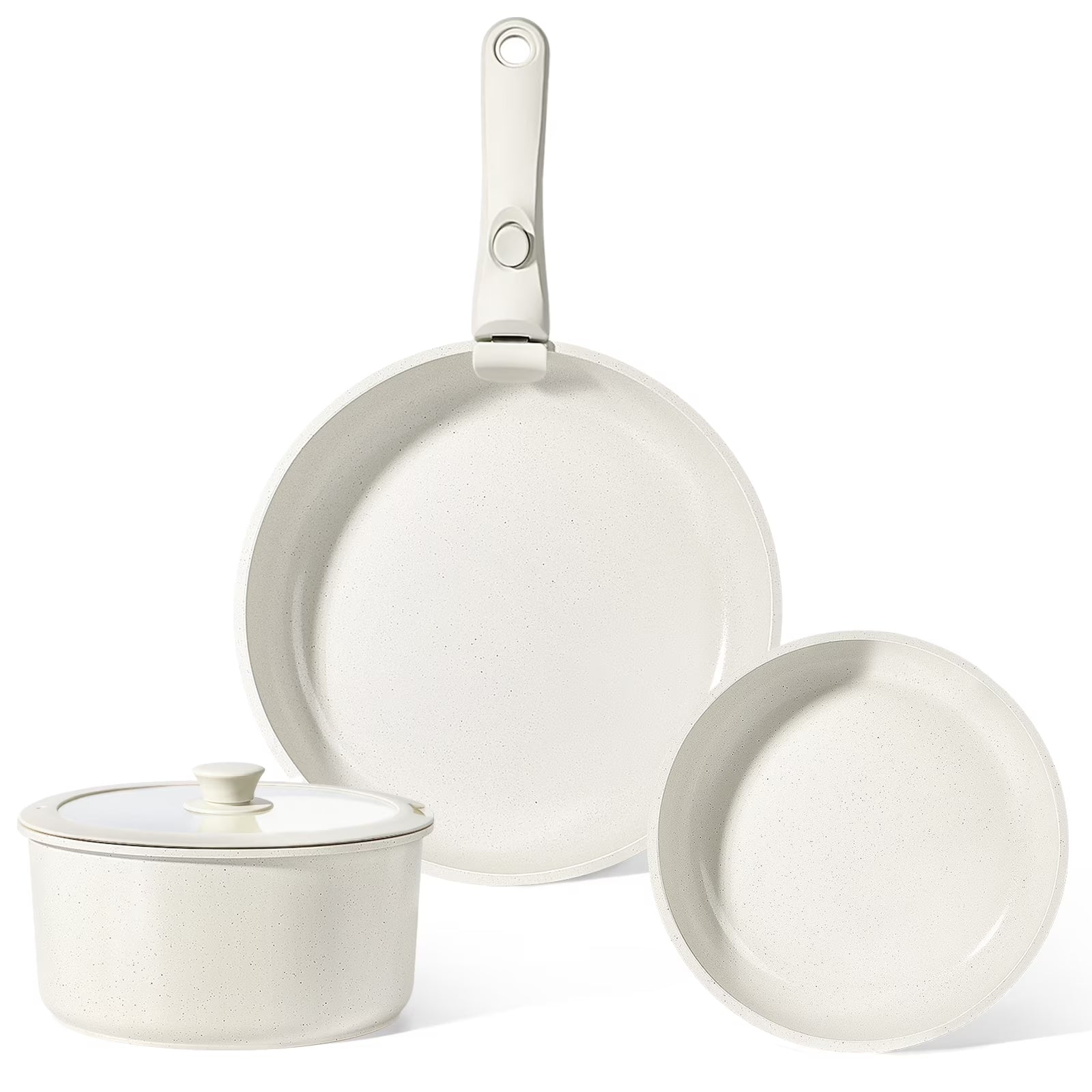 GiPP 5Pcs Ceramic Pots and Pans Set Nonstick Cookware Sets Removable Handle Kitchen,Oven Safe, Induction Ready