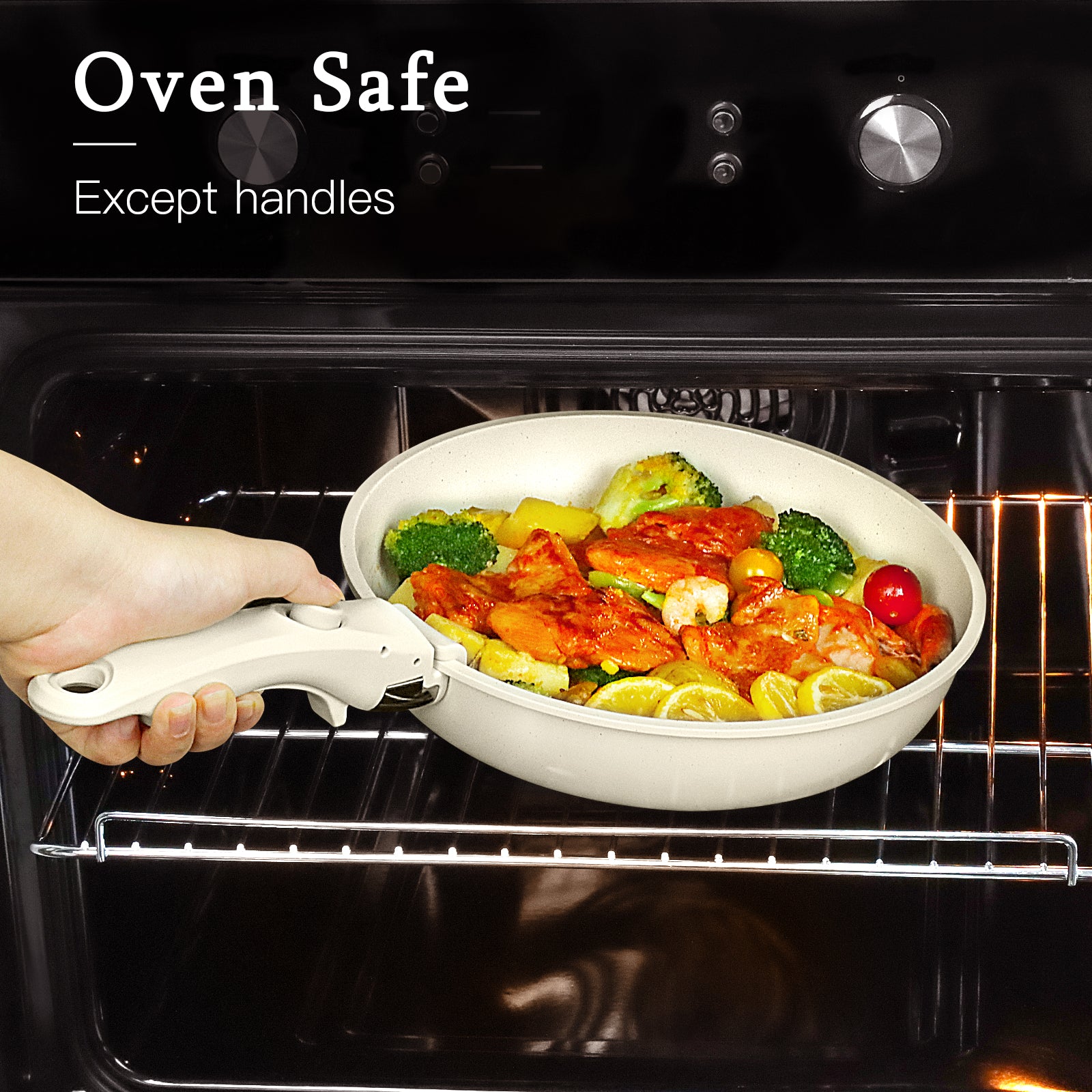 GIPP 21 Piece Ceramic Pots and Pans Set Non Stick, Cookware Set with Detachable Handles, Safe for Ovens and Dishwashers,Induction Cookers RV Kitchen