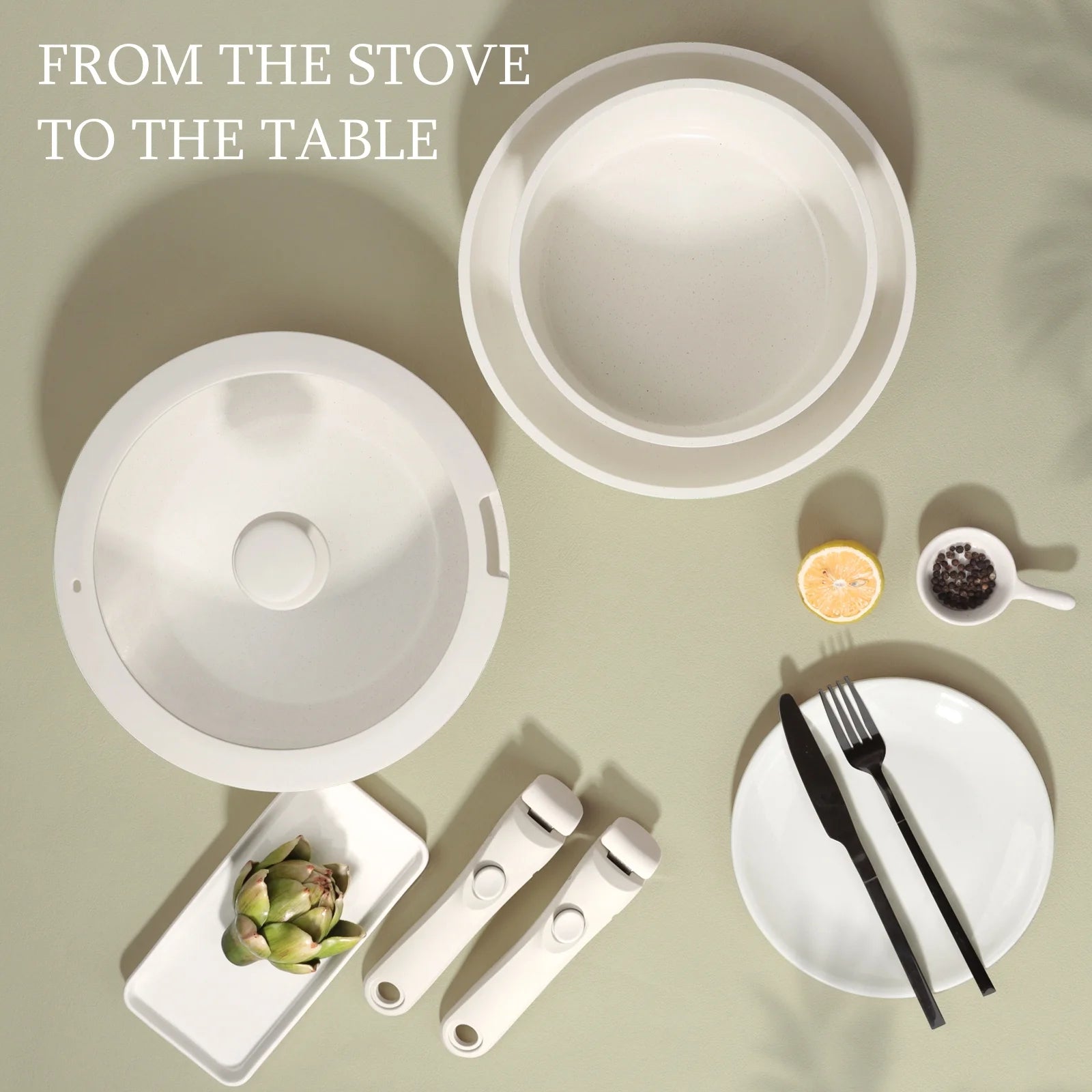 Gipp 11 Pcs Ceramic Nonstick Cookware Sets,Pots and Pans Set Non Stick with Removable Handle, Oven Safe to 500°F, Induction Cookware, Stackable RV Kitchen Cooking Set