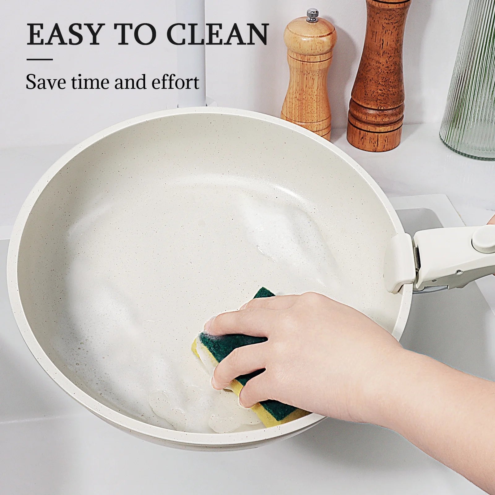 Gipp 11 Pcs Ceramic Nonstick Cookware Sets,Pots and Pans Set Non Stick with Removable Handle, Oven Safe to 500°F, Induction Cookware, Stackable RV Kitchen Cooking Set