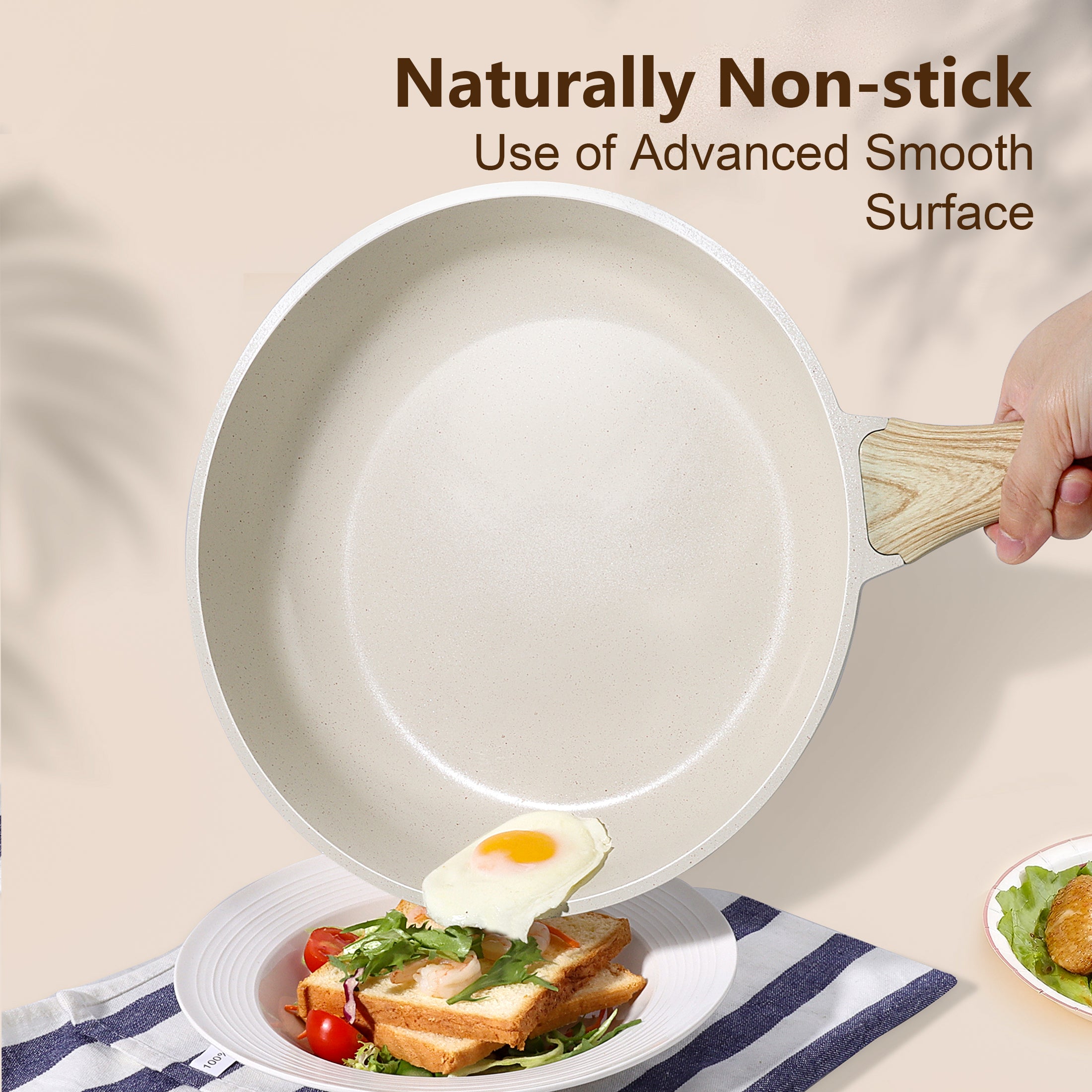 GIPP 22pcs Kitchen Cookware Sets, Ceramic Nonstick Pots and Pans Set,Dishwasher Safe Induction Cookware