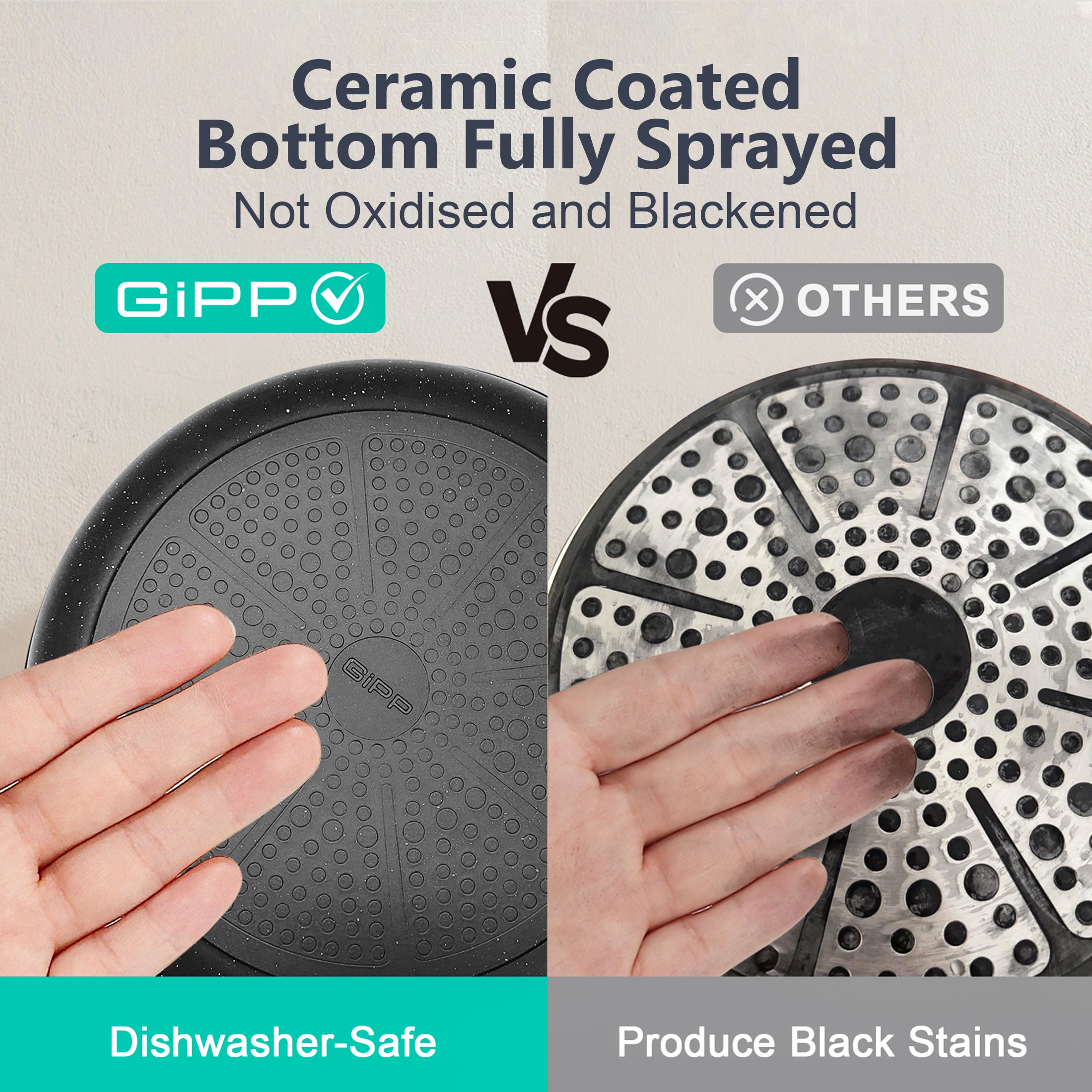 GIPP 22pcs Kitchen Cookware Sets, Ceramic Nonstick Pots and Pans Set,Dishwasher Safe Induction Cookware