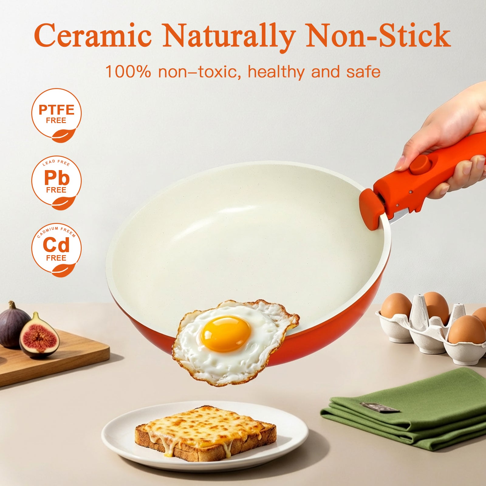 GIPP 11pcs Ceramic Cookware Sets, Pots and Pans Set Non Stick with Removable Handle, Oven & Dishwasher Safe,Induction Cookware, Kitchen Cooking Set for RV Trips and Camping