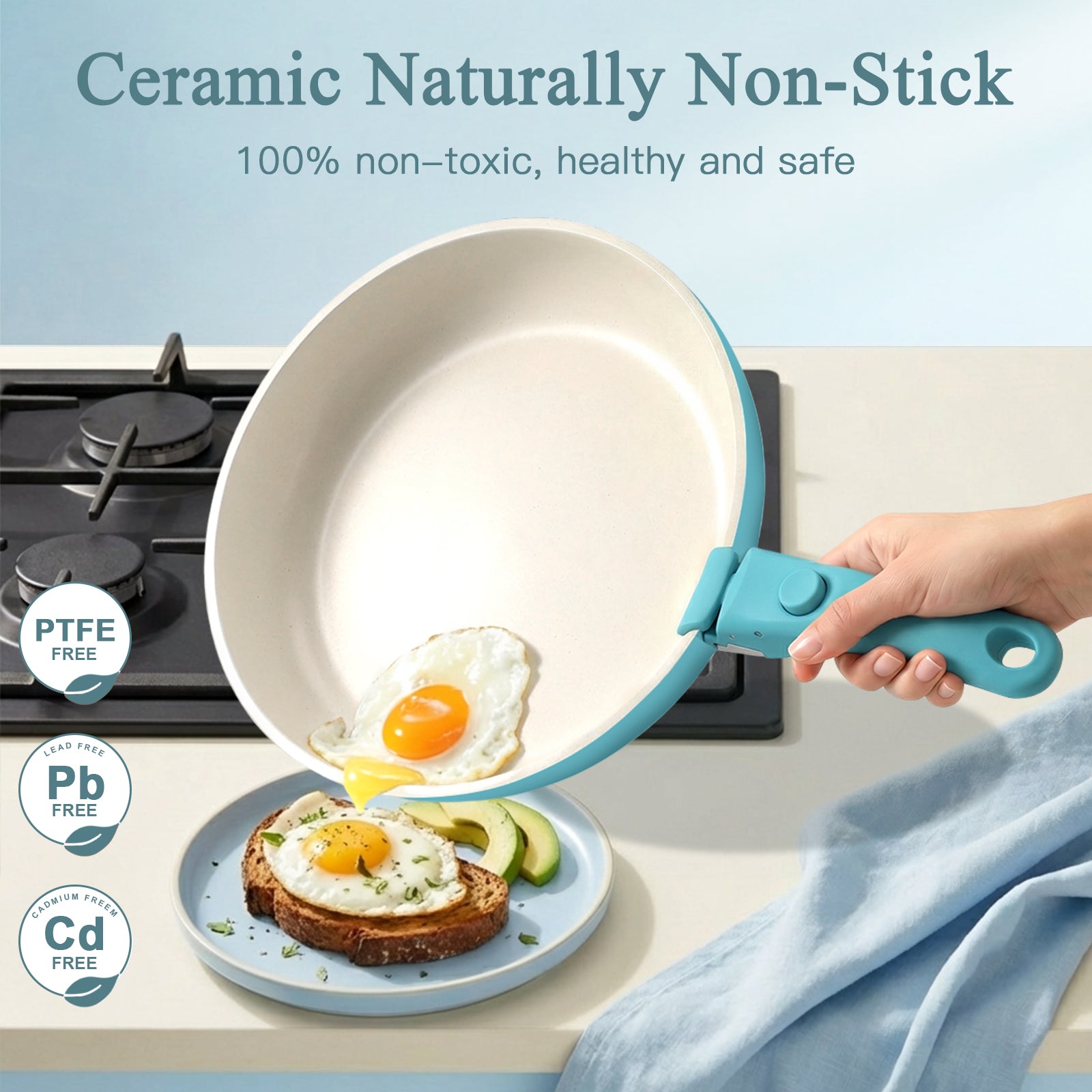 GIPP 5pcs Ceramic Pots and Pans Set Non Stick,Cookware Sets with Removable Handle, Oven & Dishwasher Safe,Induction Cookware,Kitchen Cooking set