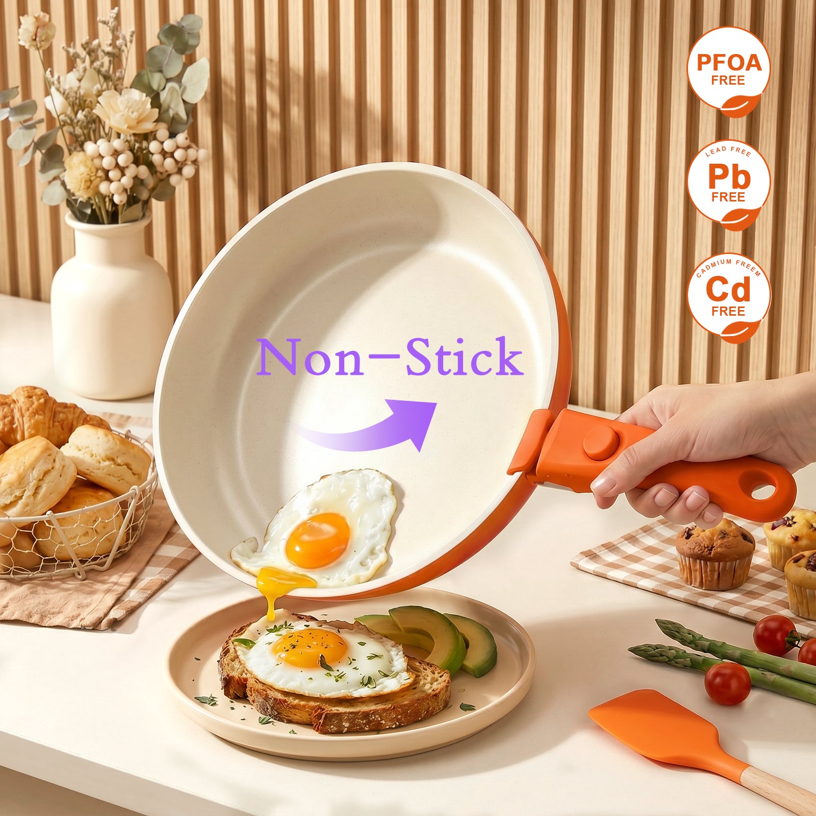 GIPP Large Size 21 Piece Pots and Pans Set Non Stick,with 12 inch Frying Pan,Cookware Set with Detachable Handles, Safe for Ovens and Dishwashers,Induction Cookware