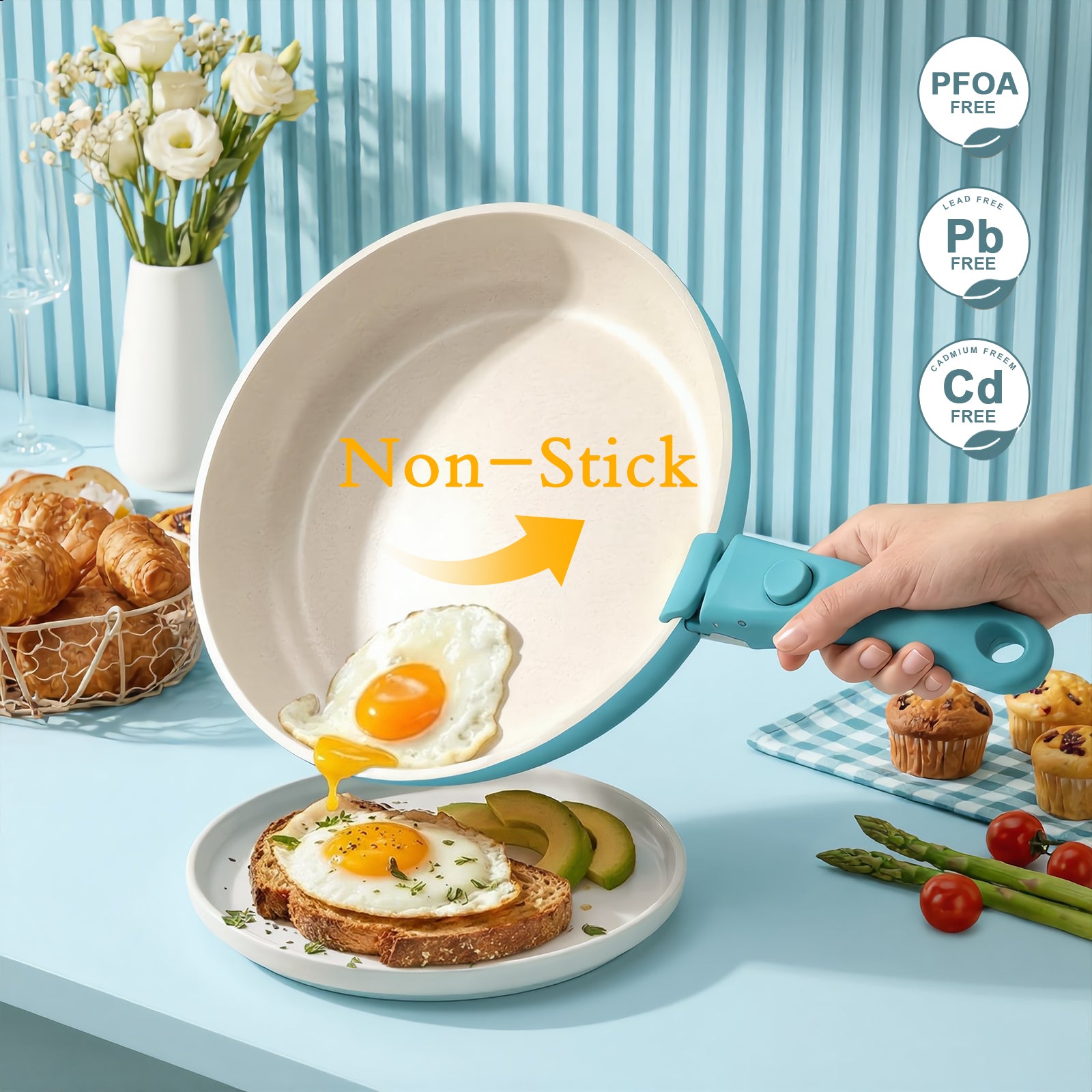 GIPP 21 Piece Pots and Pans Set Non Stick, Cookware Set with Detachable Handles, Safe for Ovens and Dishwashers,Induction Cookware