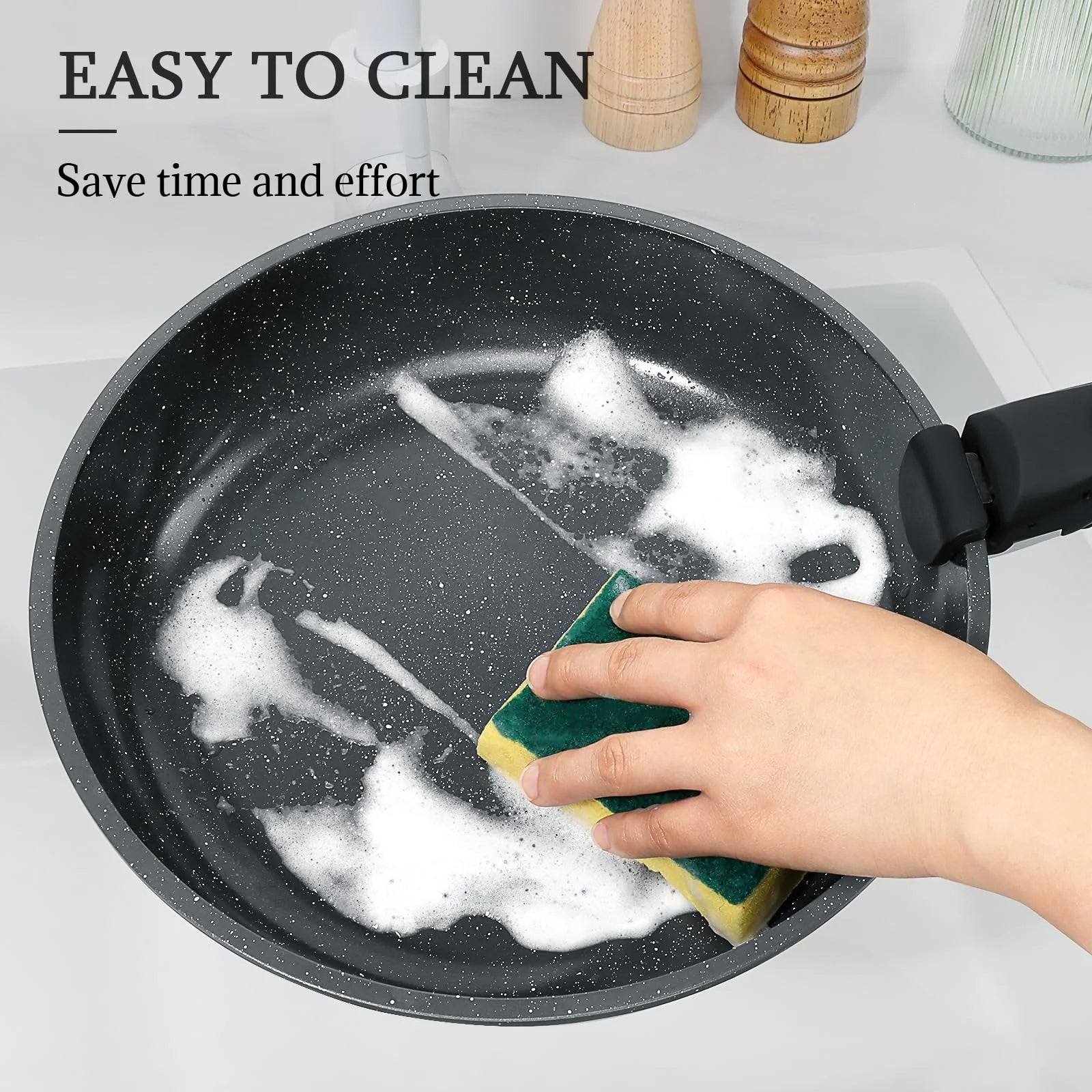 Gipp 11 Pcs Ceramic Nonstick Cookware Sets,Pots and Pans Set Non Stick with Removable Handle, Oven Safe to 500°F, Induction Cookware, Stackable RV Kitchen Cooking Set