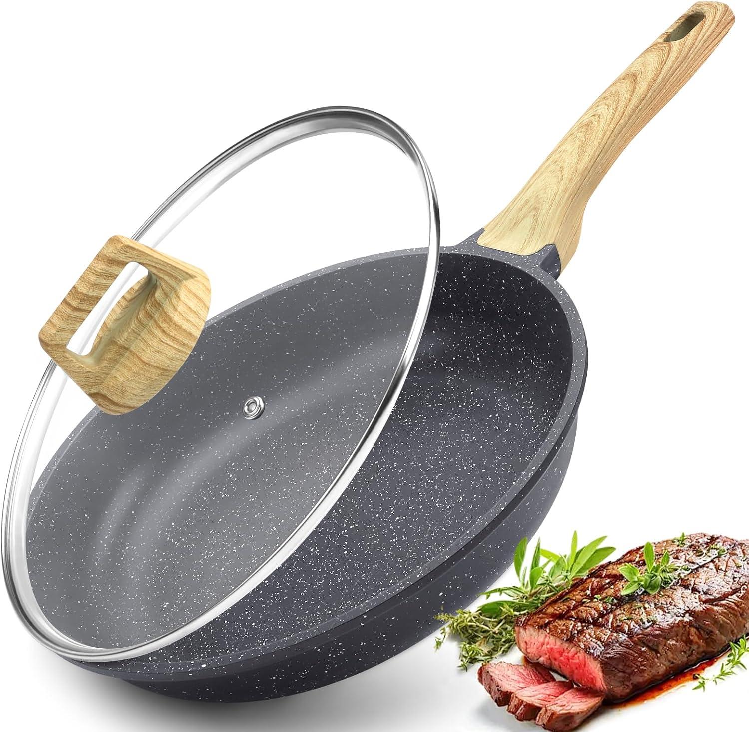 Nonstick Frying Pan Skillet - 8"/9.5"/11" Granite, Heat-Resistant Handle - GiPP Kitchenware