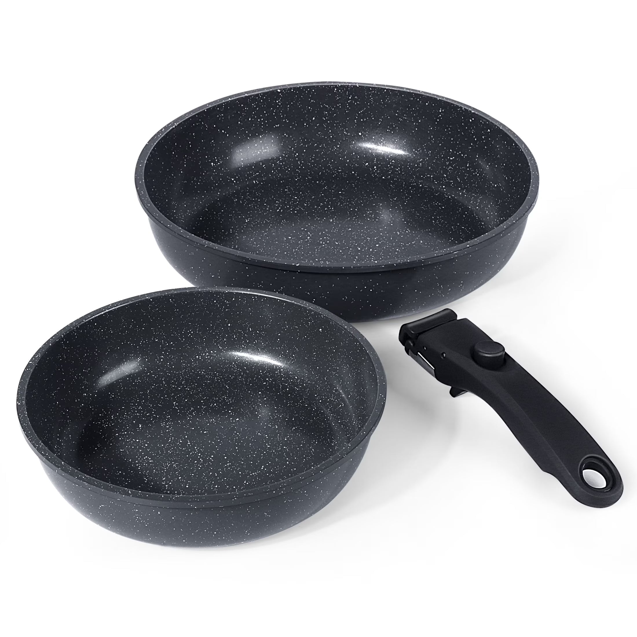 GIPP 3pcs Ceramic Non Stick Frying Pans Set,Skillet Non Stick With Removable Handle Oven & Dishwasher Safe,Induction Cookware