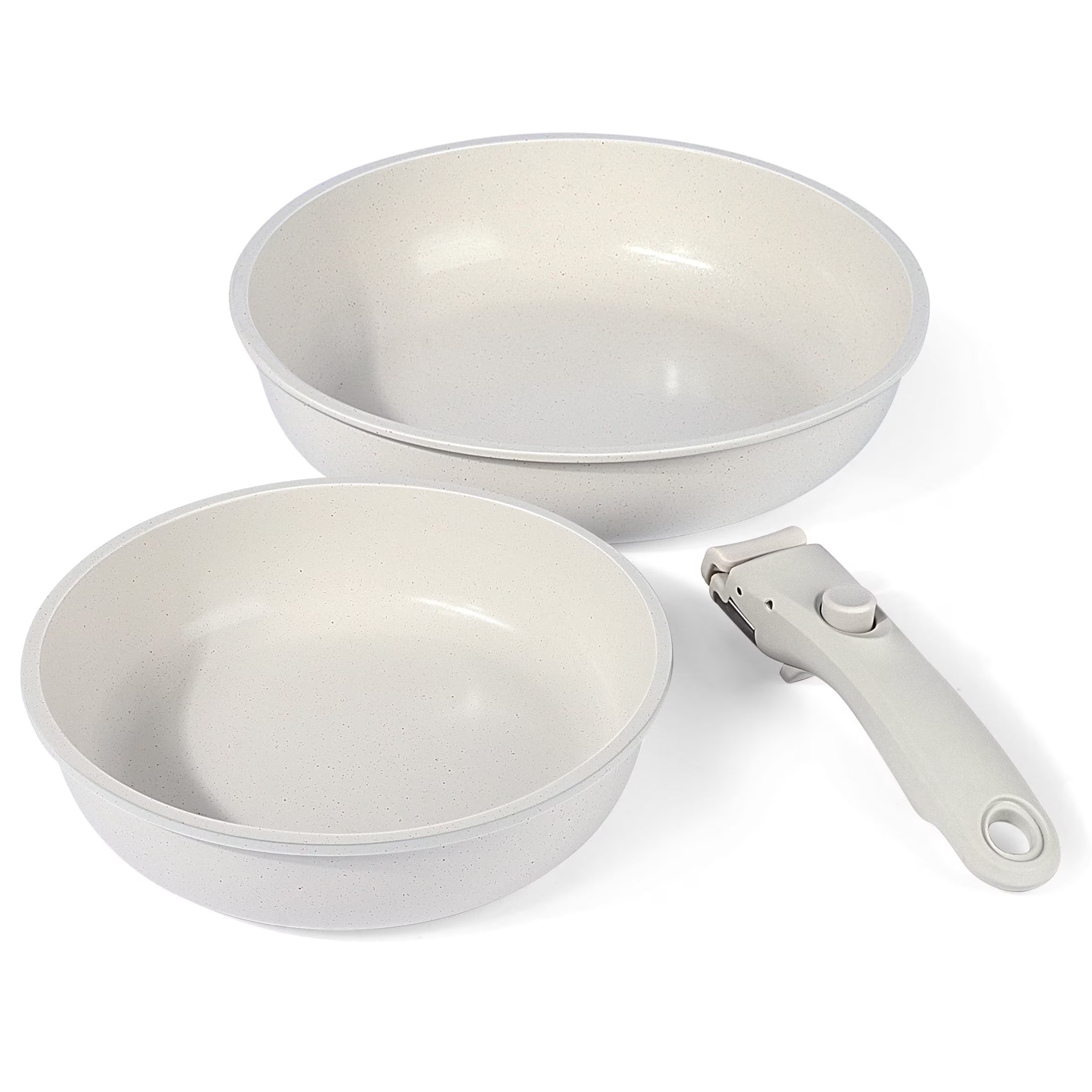 GIPP 3pcs Ceramic Non Stick Frying Pans Set,Skillet Non Stick With Removable Handle Oven & Dishwasher Safe,Induction Cookware