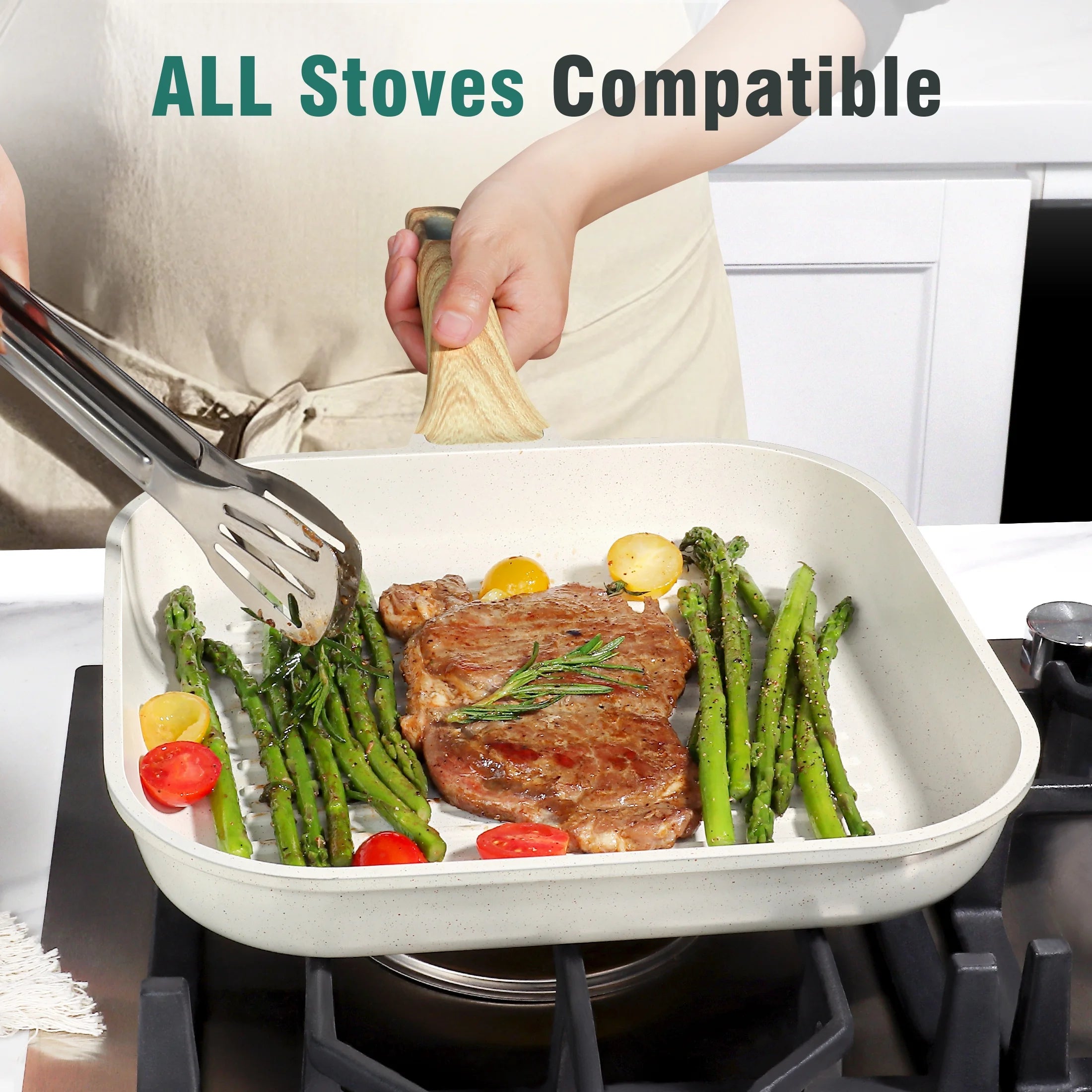 GiPP 22pcs Kitchen Cookware Sets, Ceramic Nonstick Pots and Pans Set,Dishwasher Safe Induction Cookware