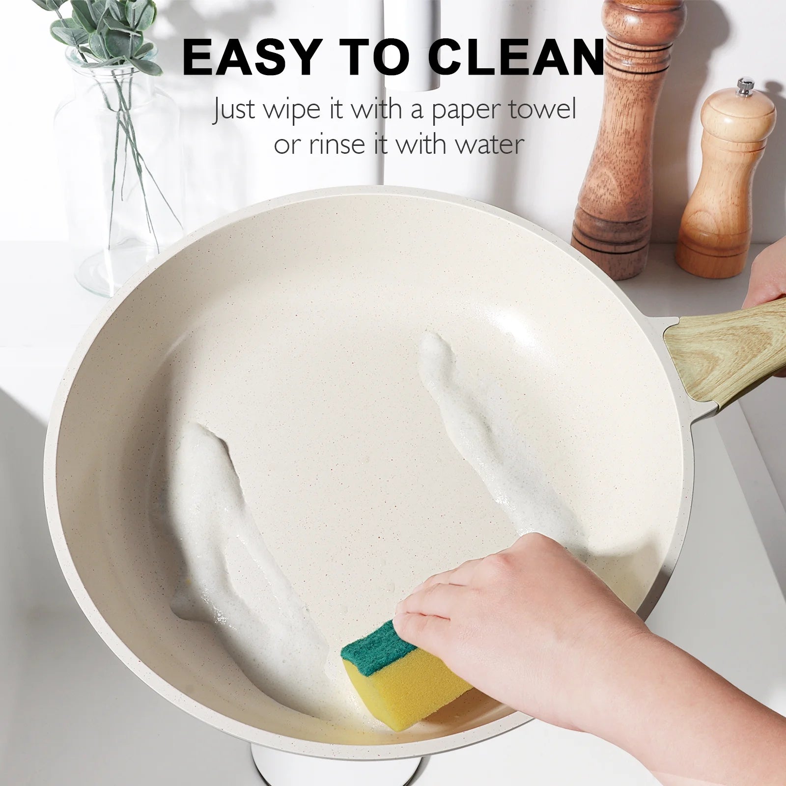 GIPP 10pcs Ceramic Coating Kitchen Cookware Sets,Pots and Pans Set Non stick,Dishwasher Safe Induction Cookware