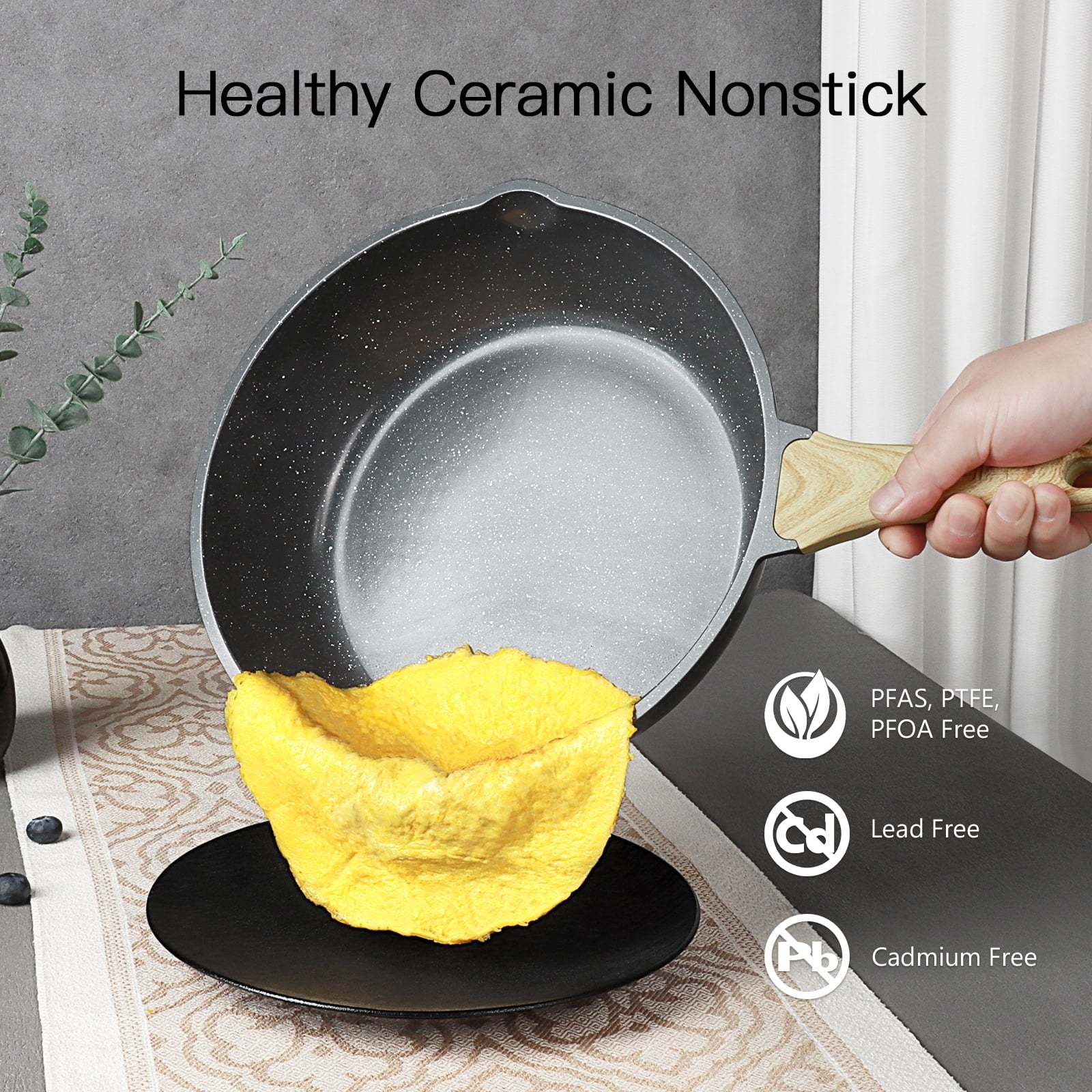 GIPP 10pcs Ceramic Coating Kitchen Cookware Sets,Pots and Pans Set Non stick,Dishwasher Safe Induction Cookware