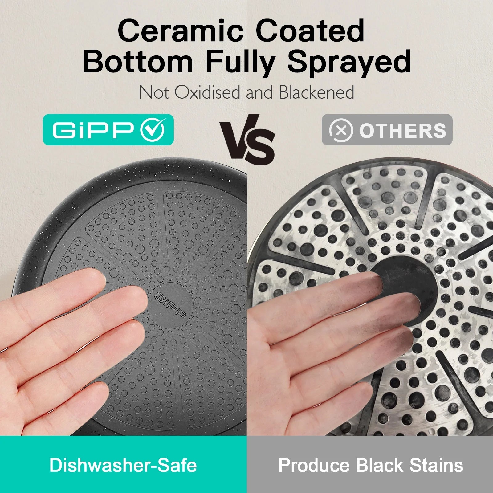 GIPP 10pcs Ceramic Coating Kitchen Cookware Sets,Pots and Pans Set Non stick,Dishwasher Safe Induction Cookware