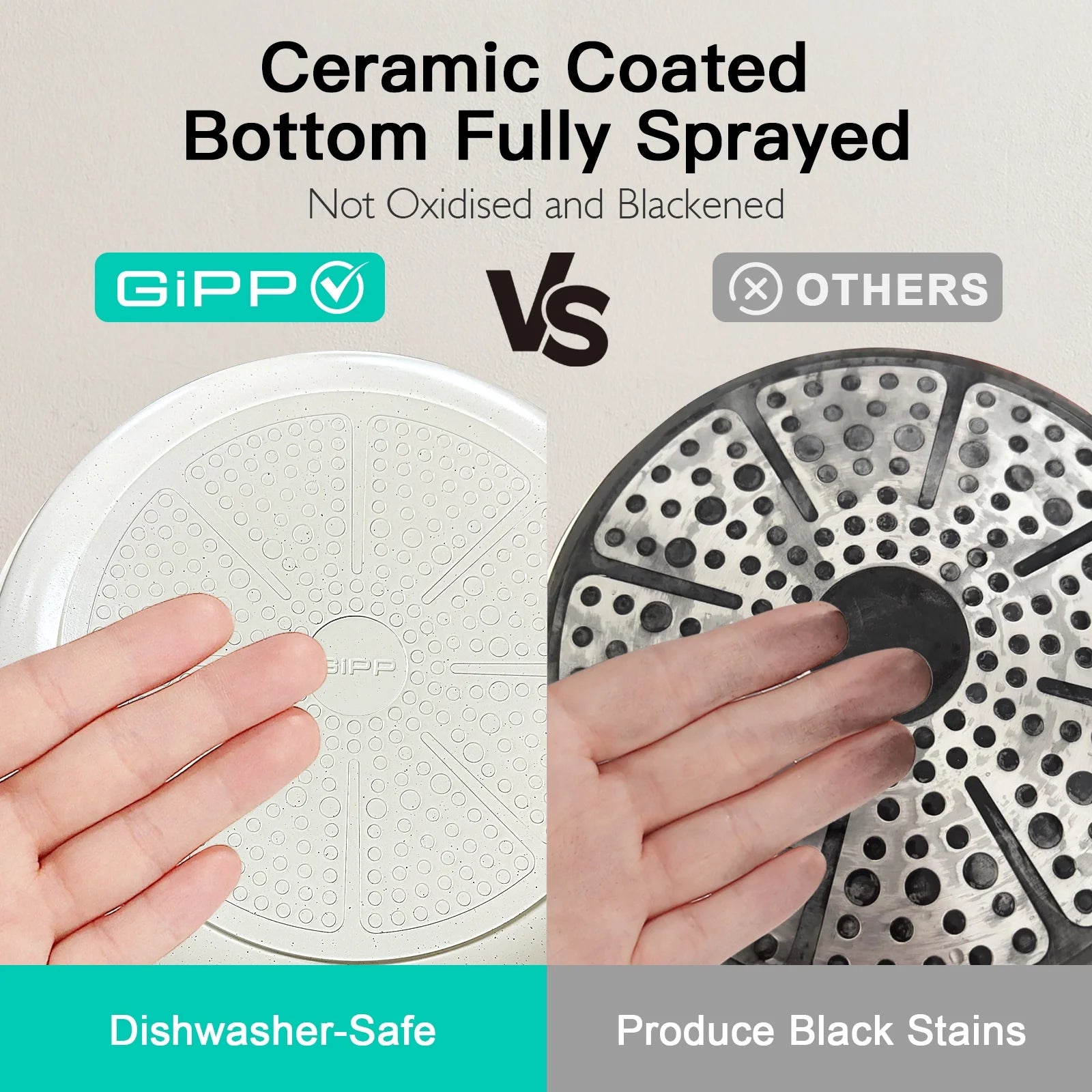 GIPP 10pcs Ceramic Coating Kitchen Cookware Sets,Pots and Pans Set Non stick,Dishwasher Safe Induction Cookware