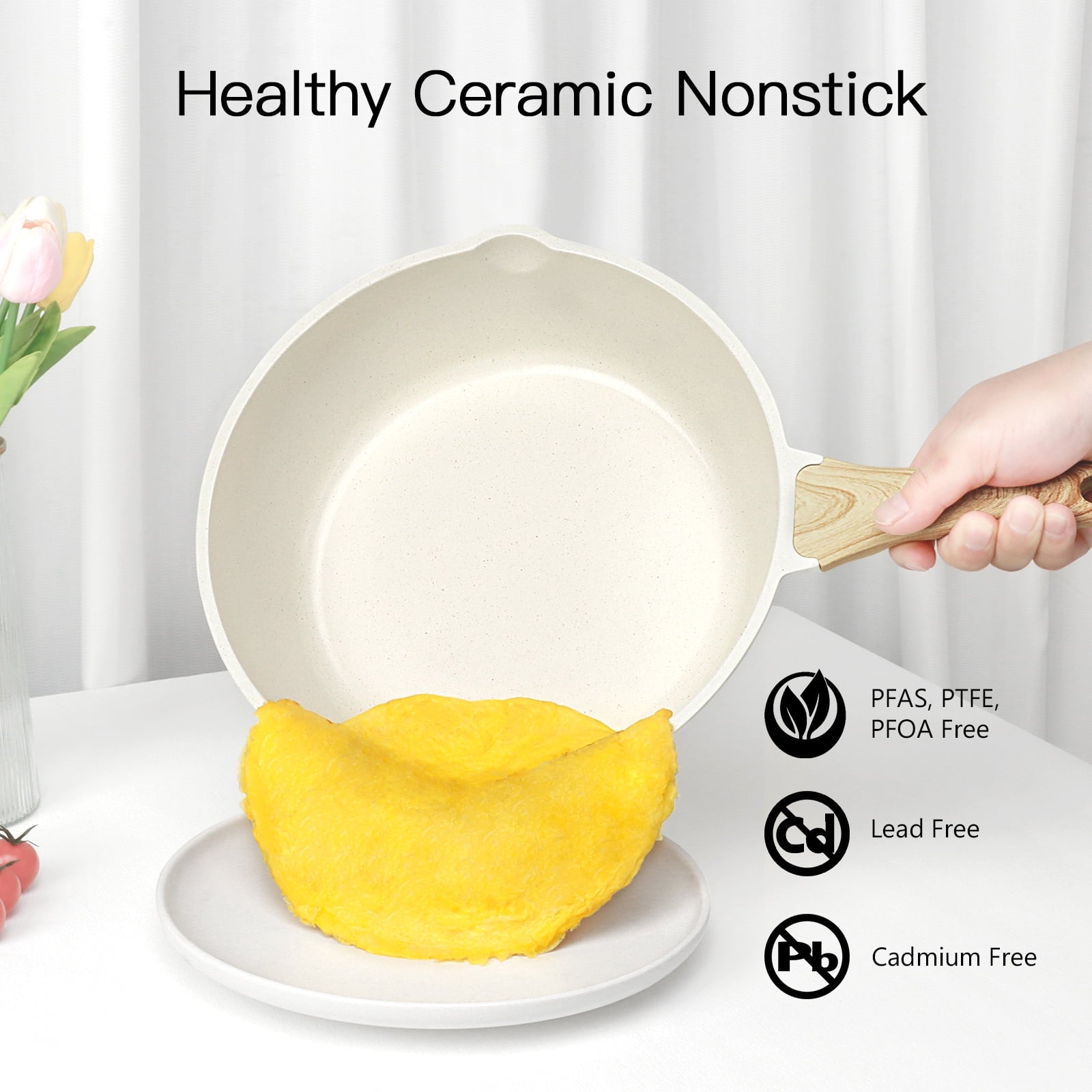 GiPP 22pcs Kitchen Cookware Sets, Ceramic Nonstick Pots and Pans Set,Dishwasher Safe Induction Cookware