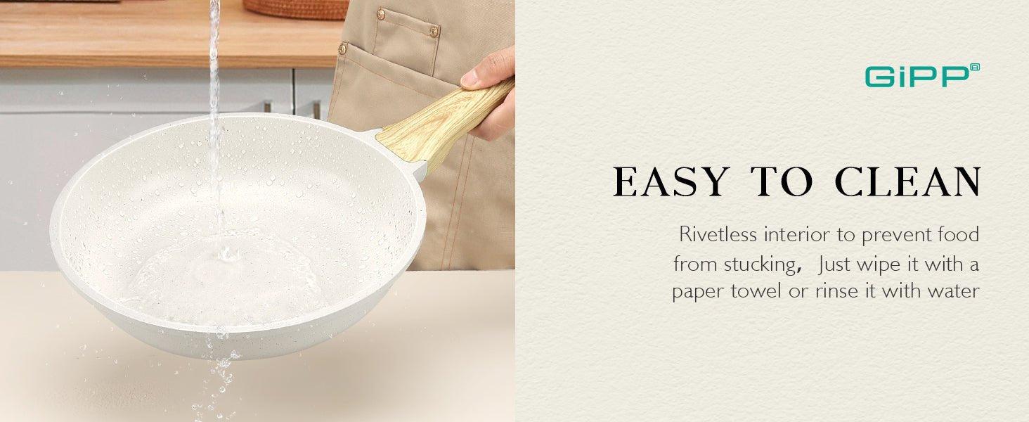 GiPP 21Psc Pots and Pans Set Non Stick - Grey Granite Kitchen Cookware Sets Nonstick Induction Cookware Non-toxic Cooking Pan Set with Silicone Utensils, PFOS and PFOA Free - GiPP Kitchenware