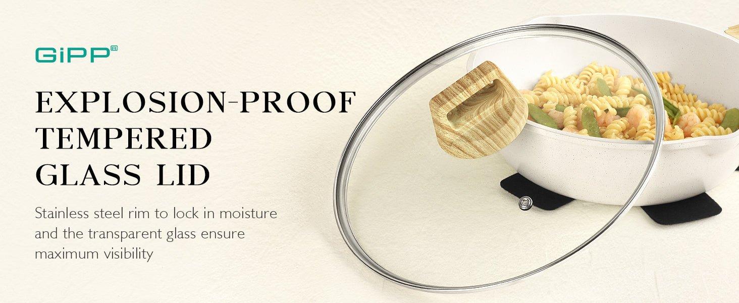 GiPP 21Psc Pots and Pans Set Non Stick - Grey Granite Kitchen Cookware Sets Nonstick Induction Cookware Non-toxic Cooking Pan Set with Silicone Utensils, PFOS and PFOA Free - GiPP Kitchenware