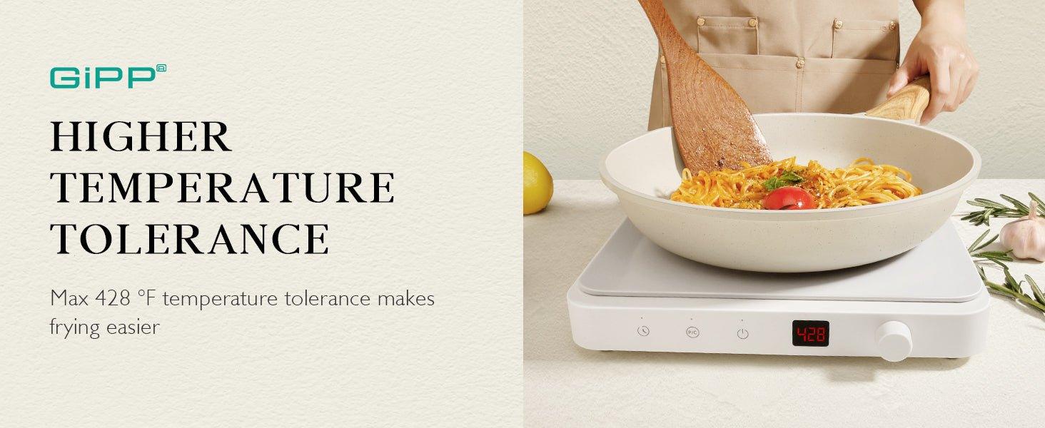 GiPP 21Psc Pots and Pans Set Non Stick - Grey Granite Kitchen Cookware Sets Nonstick Induction Cookware Non-toxic Cooking Pan Set with Silicone Utensils, PFOS and PFOA Free - GiPP Kitchenware