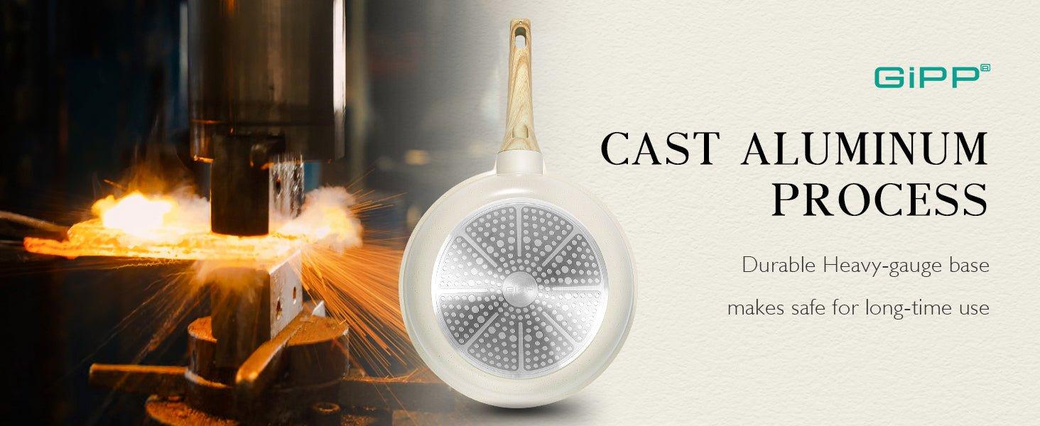 GiPP 21Psc Pots and Pans Set Non Stick - Grey Granite Kitchen Cookware Sets Nonstick Induction Cookware Non-toxic Cooking Pan Set with Silicone Utensils, PFOS and PFOA Free - GiPP Kitchenware