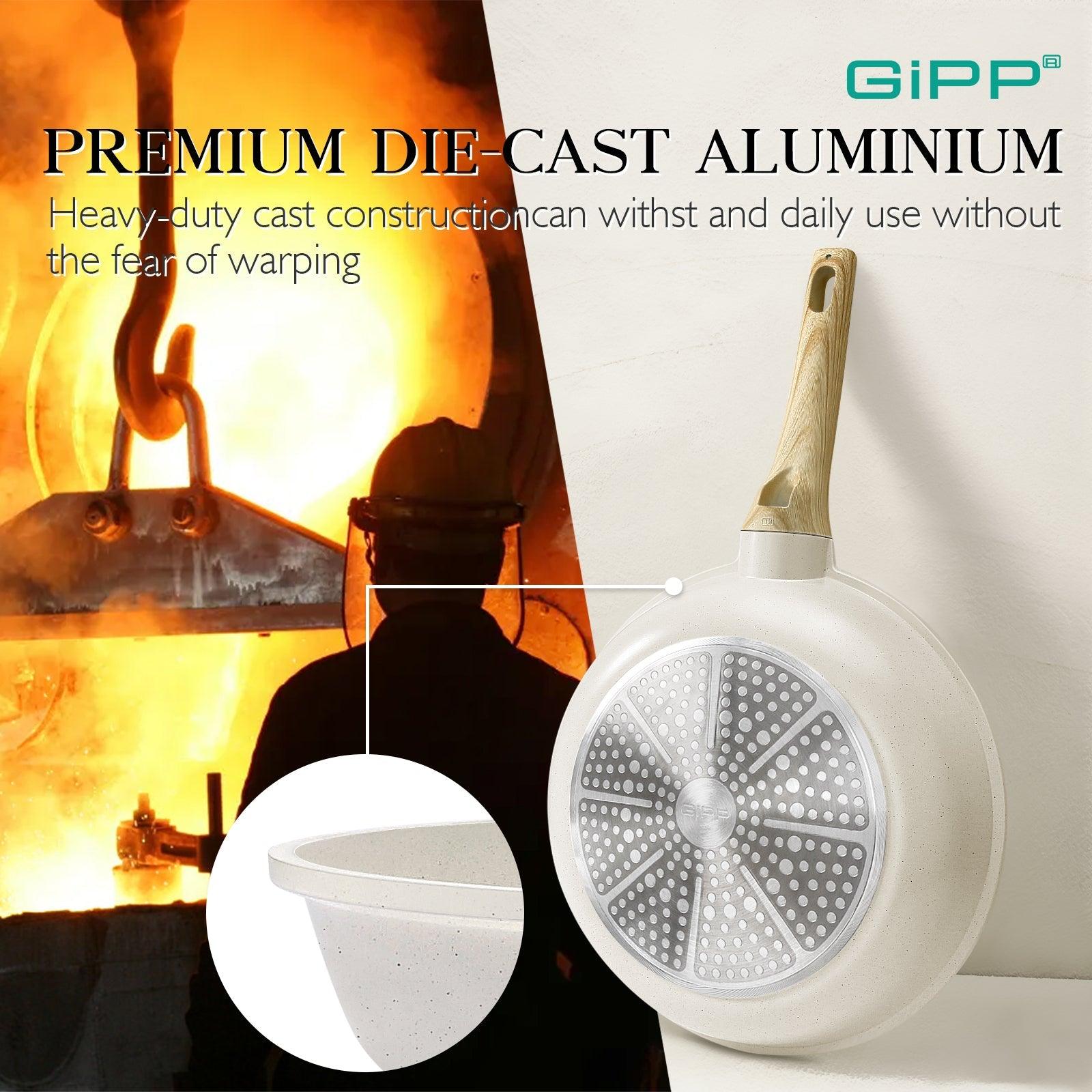 GiPP 21Psc Pots and Pans Set Non Stick - Grey Granite Kitchen Cookware Sets Nonstick Induction Cookware Non-toxic Cooking Pan Set with Silicone Utensils, PFOS and PFOA Free - GiPP Kitchenware