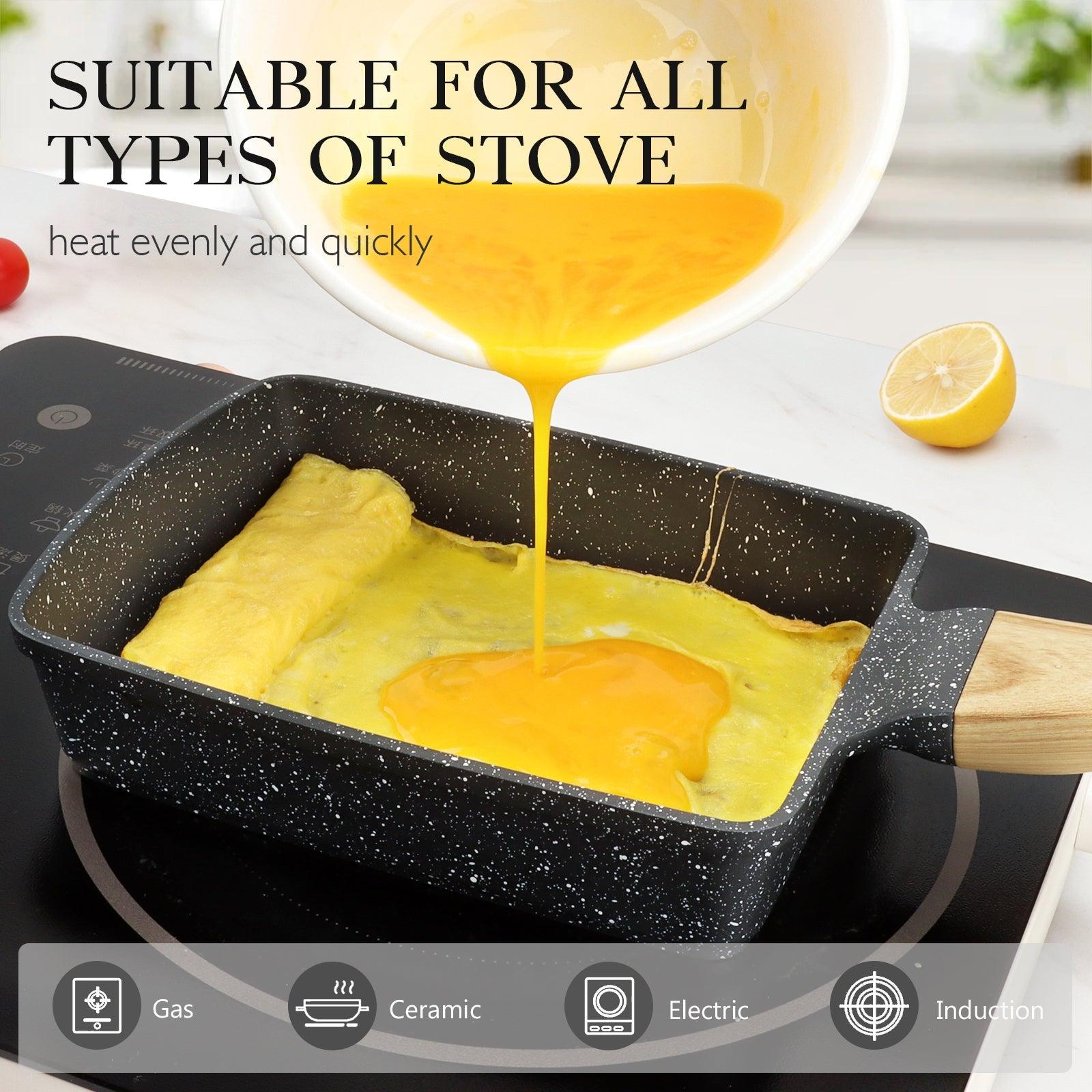 GiPP Japanese Omelette Pan, Tamagoyaki Egg Pan, Nonstick Egg Frying Pan, Rectangle Granite Cookware, PFOS & PFOA Free - GiPP Kitchenware