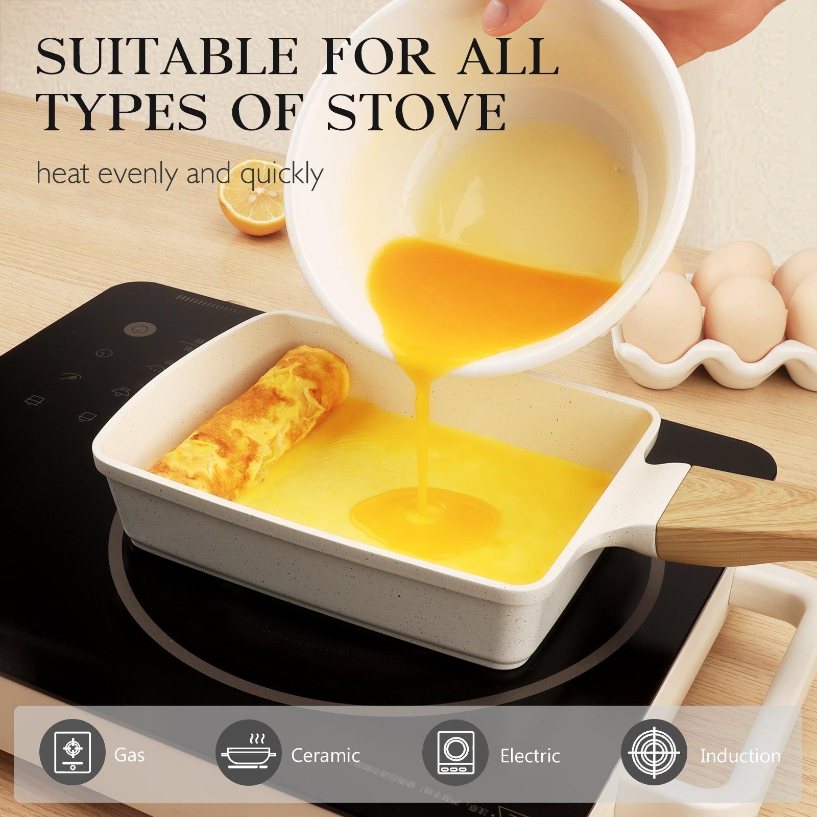 GiPP Japanese Omelette Pan, Tamagoyaki Egg Pan, Nonstick Egg Frying Pan, Rectangle Granite Cookware, PFOS & PFOA Free - GiPP Kitchenware