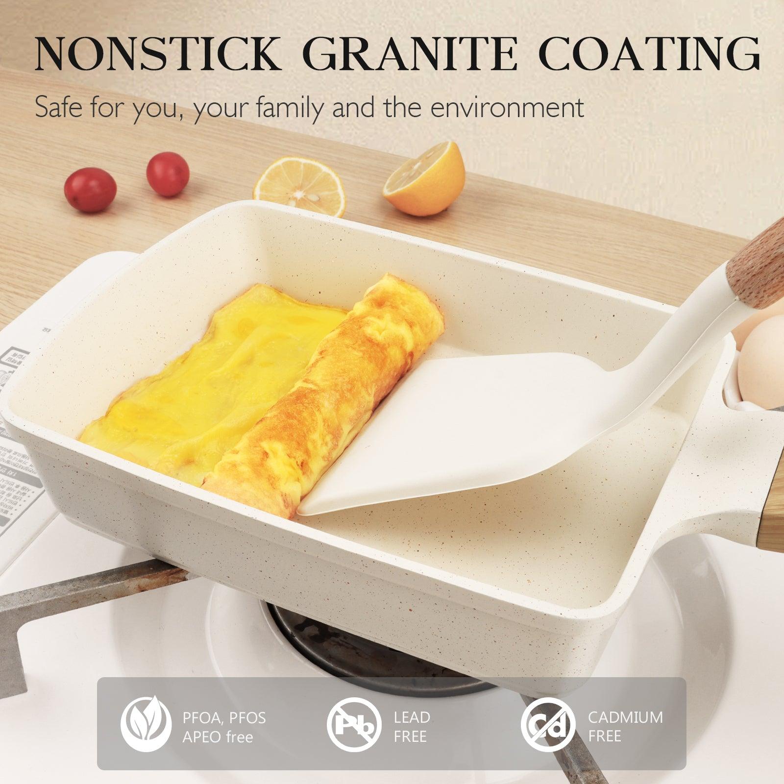 GiPP Japanese Omelette Pan, Tamagoyaki Egg Pan, Nonstick Egg Frying Pan, Rectangle Granite Cookware, PFOS & PFOA Free - GiPP Kitchenware