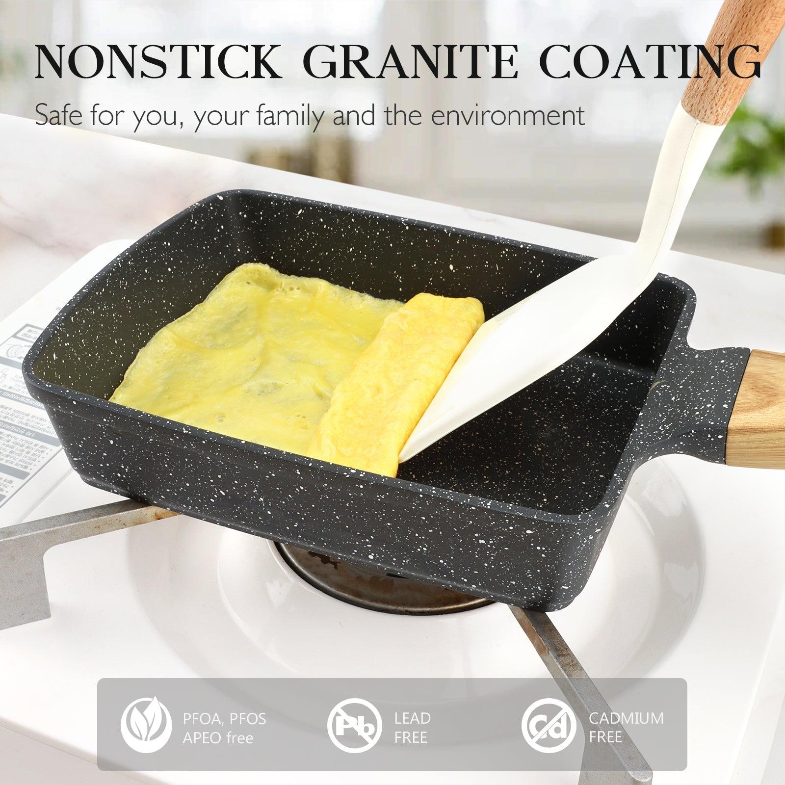 GiPP Japanese Omelette Pan, Tamagoyaki Egg Pan, Nonstick Egg Frying Pan, Rectangle Granite Cookware, PFOS & PFOA Free - GiPP Kitchenware