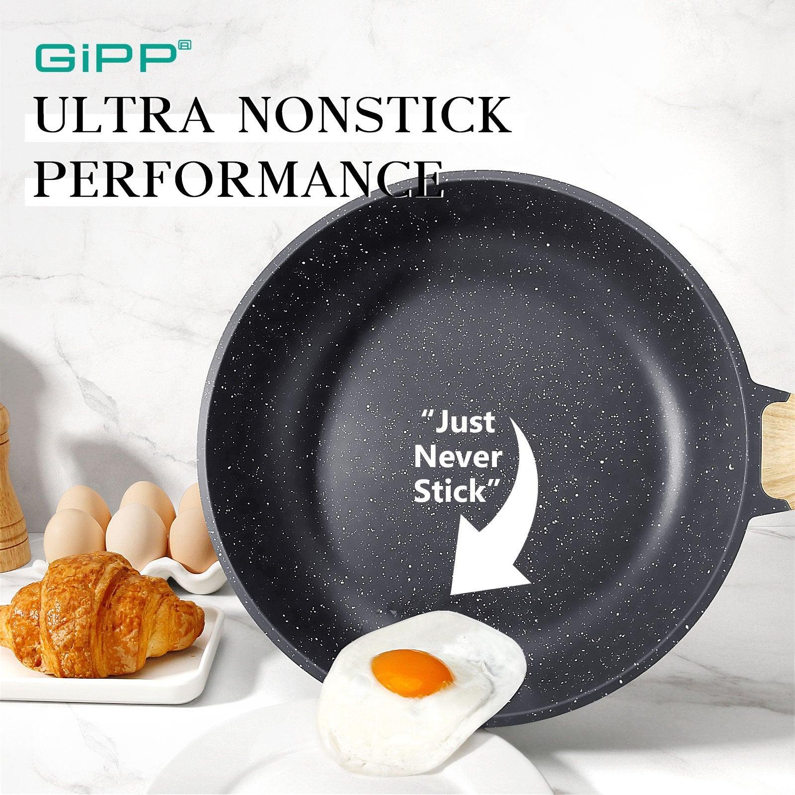 GiPP Nonstick Frying Pan Skillet Set- 8"&9.5"&11" Granite Non Stick Pans, Omelette Pan with Heat-Resistant Handle, Compatible with All Stovetops, PFOA Free - GiPP Kitchenware