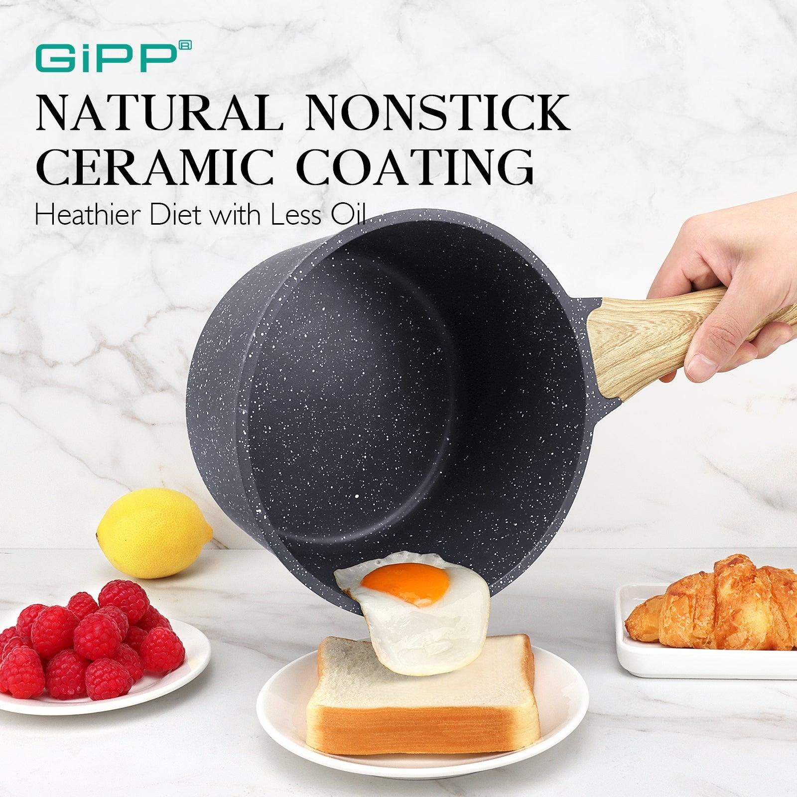GiPP Nonstick Sauce Pan Set with Lid, 1.5QT+2.5QT Granite Sauce Pot Cooking Pots Set, Multipurpose Small Saucepan Induction Pots, PFOA Free - GiPP Kitchenware