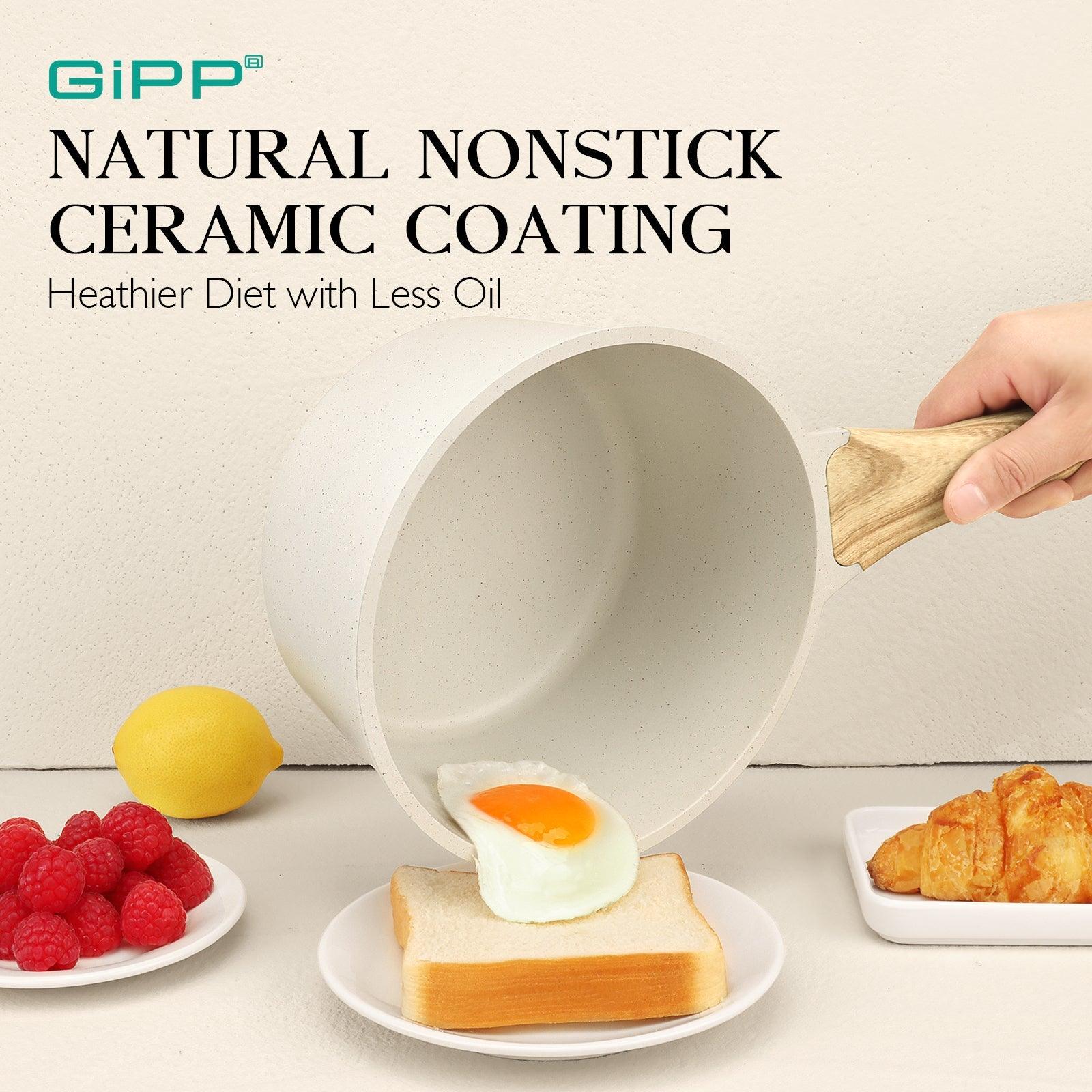 GiPP Nonstick Sauce Pan Set with Lid, 1.5QT+2.5QT Granite Sauce Pot Cooking Pots Set, Multipurpose Small Saucepan Induction Pots, PFOA Free - GiPP Kitchenware