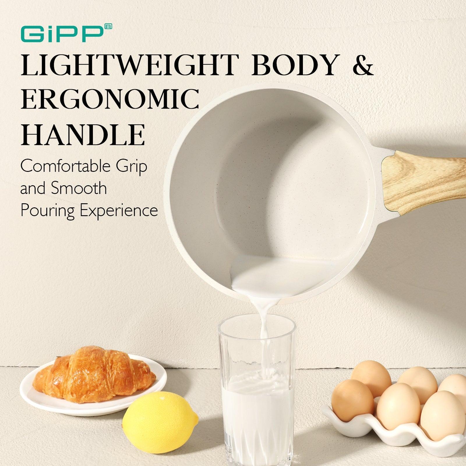 GiPP Nonstick Sauce Pan Set with Lid, 1.5QT+2.5QT Granite Sauce Pot Cooking Pots Set, Multipurpose Small Saucepan Induction Pots, PFOA Free - GiPP Kitchenware