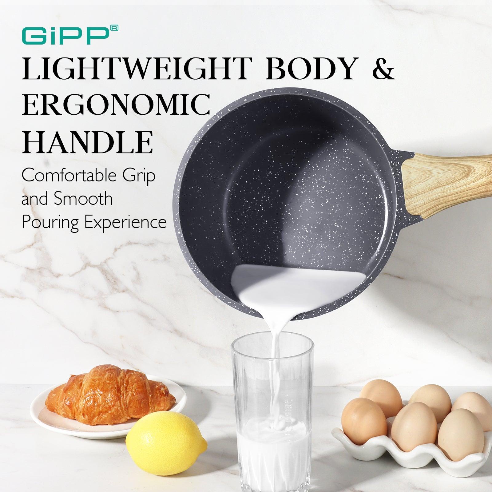 GiPP Nonstick Sauce Pan with Lid, 1.5QT/2.5QT/4QT Small Pot Non Stick Granite, Multipurpose Small Saucepan Small Kitchen Pots Induction Pot, PFOA Free - GiPP Kitchenware