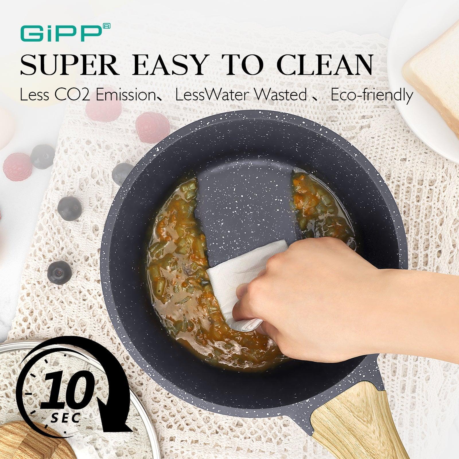 GiPP Nonstick Sauce Pan with Lid, 1.5QT/2.5QT/4QT Small Pot Non Stick Granite, Multipurpose Small Saucepan Small Kitchen Pots Induction Pot, PFOA Free - GiPP Kitchenware