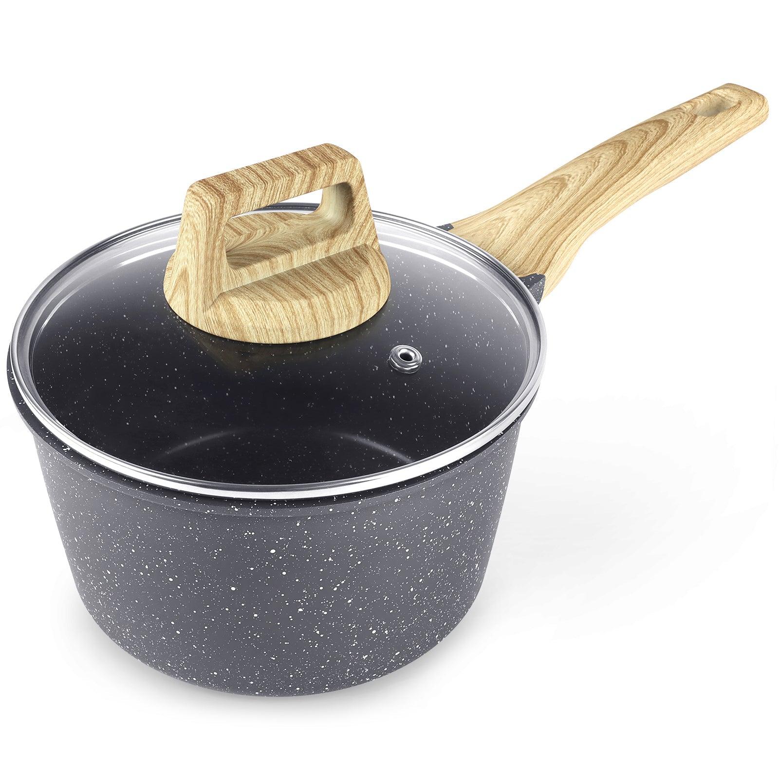 GiPP Nonstick Sauce Pan with Lid, 1.5QT/2.5QT/4QT Small Pot Non Stick Granite, Multipurpose Small Saucepan Small Kitchen Pots Induction Pot, PFOA Free - GiPP Kitchenware