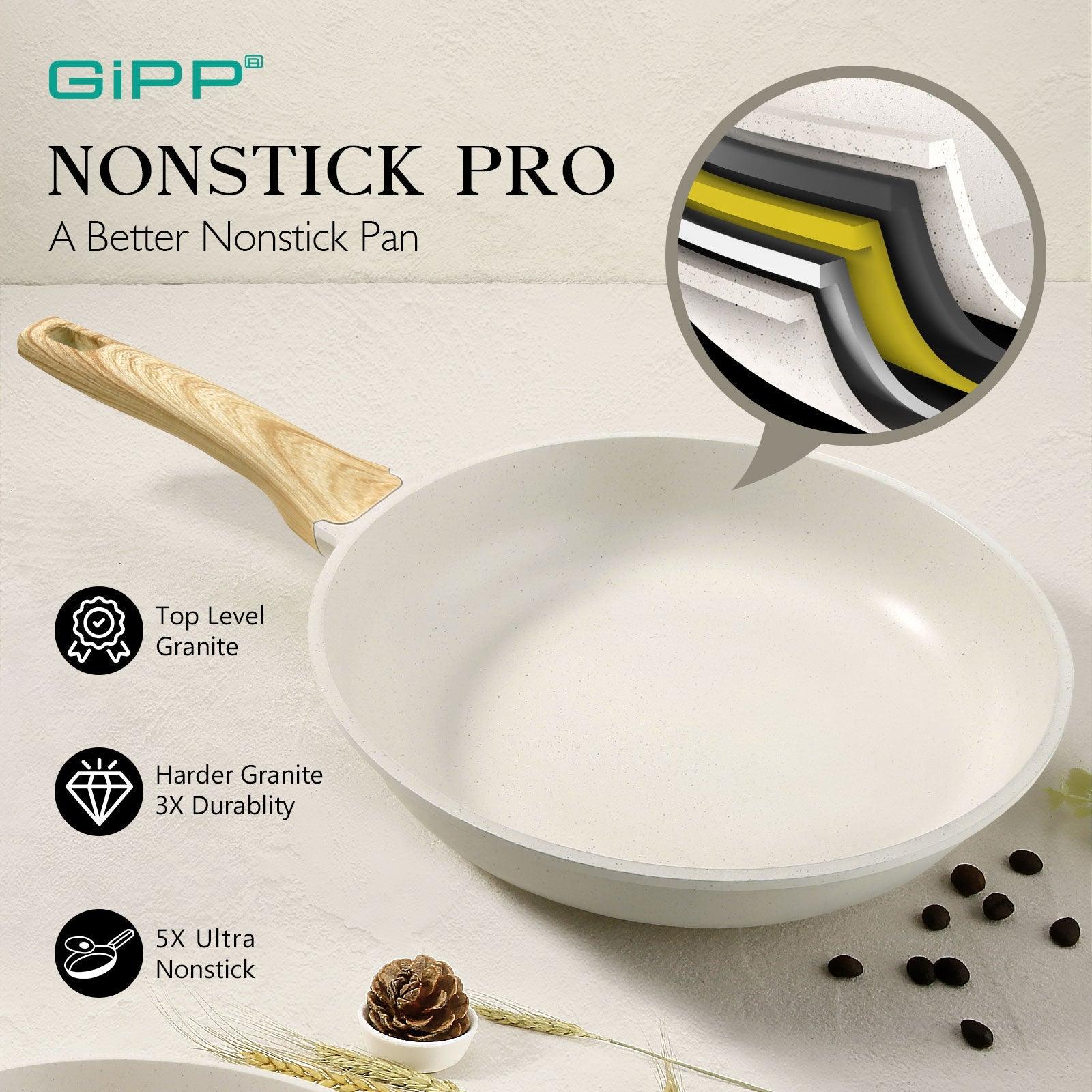 Nonstick Frying Pan Skillet - 8"/9.5"/11" Granite, Heat-Resistant Handle - GiPP Kitchenware