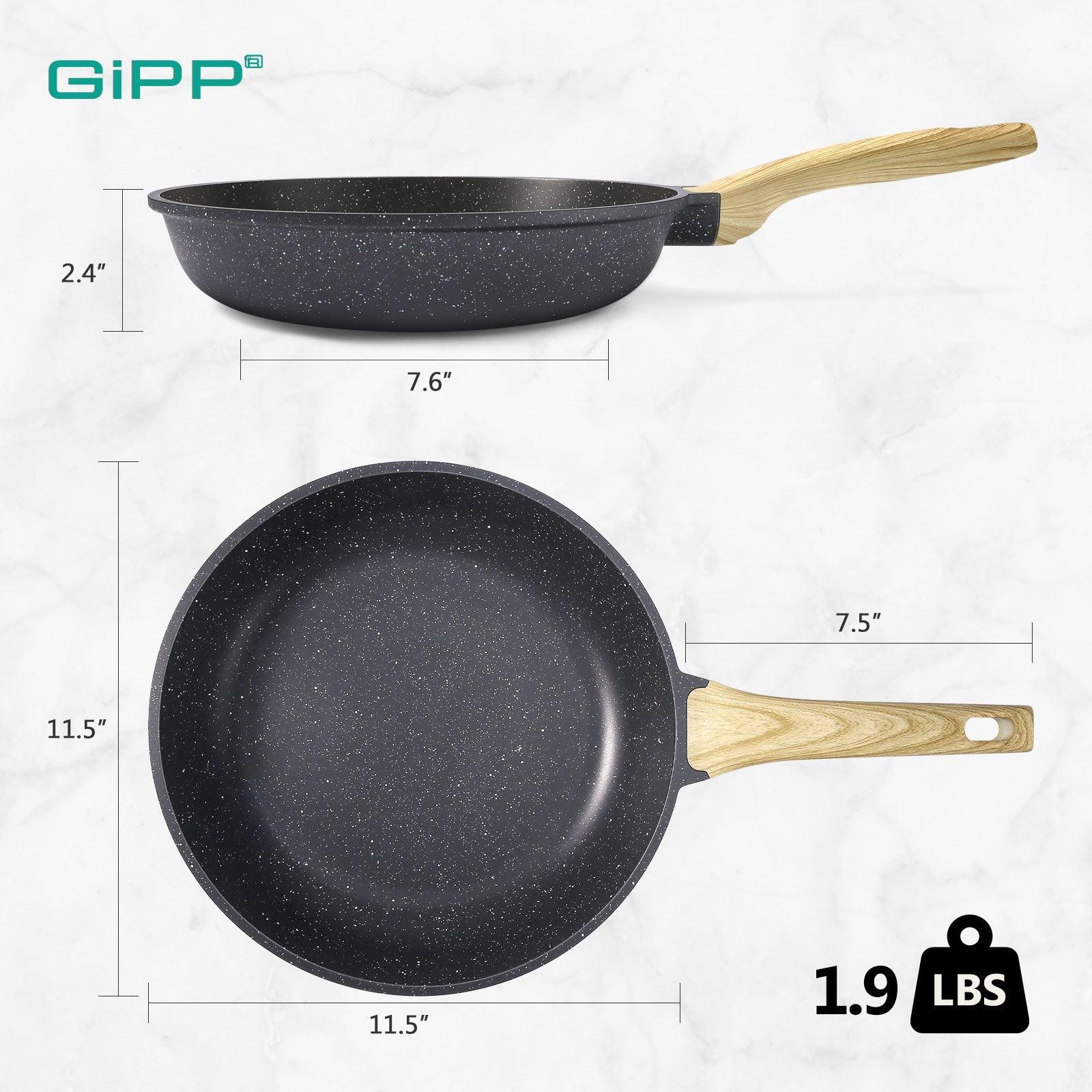 Nonstick Frying Pan Skillet - 8"/9.5"/11" Granite, Heat-Resistant Handle - GiPP Kitchenware